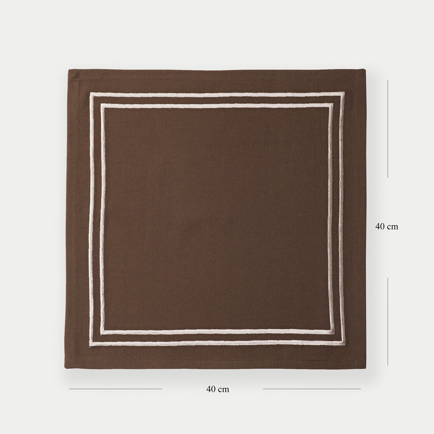 Set of 4 Brown Cotton Napkins with Contrast Embroidery