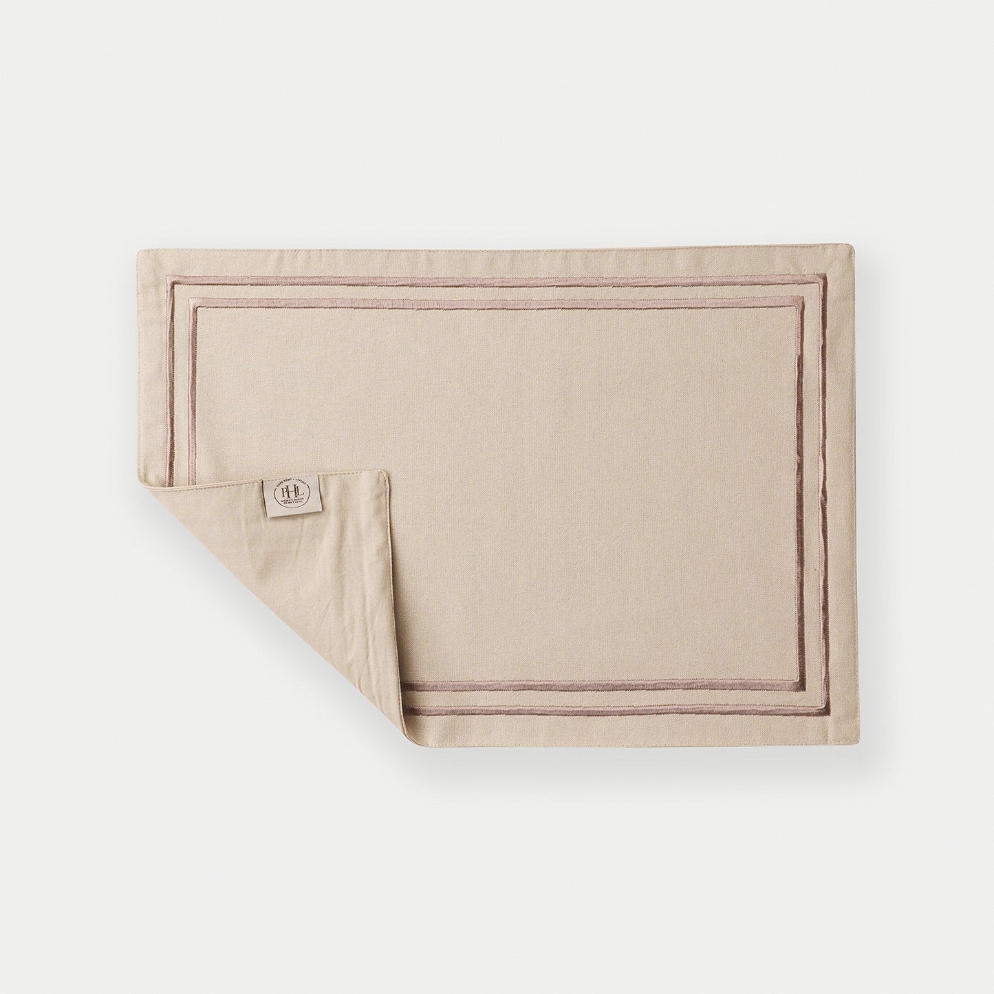 Set of 2 Beige Cotton Placemats with Contrast Embroidery