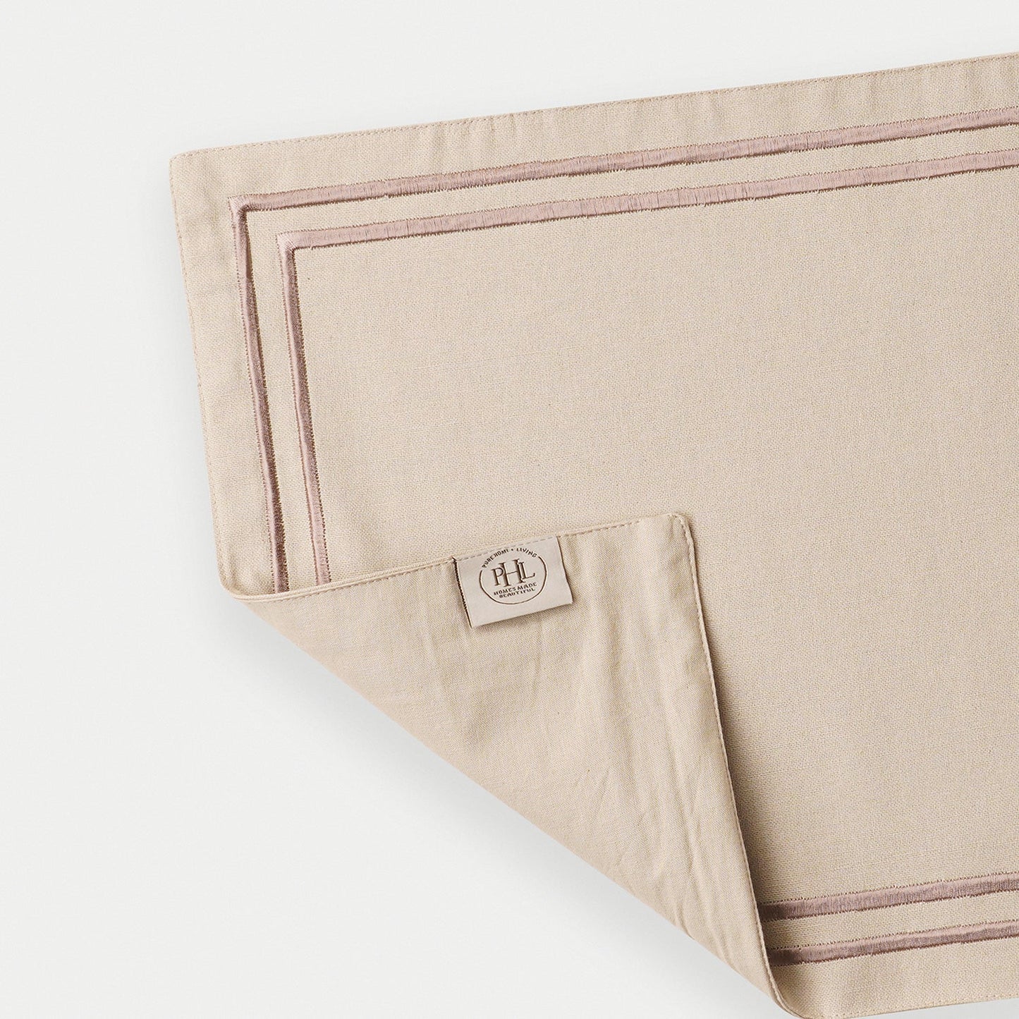 Set of 2 Beige Cotton Placemats with Contrast Embroidery