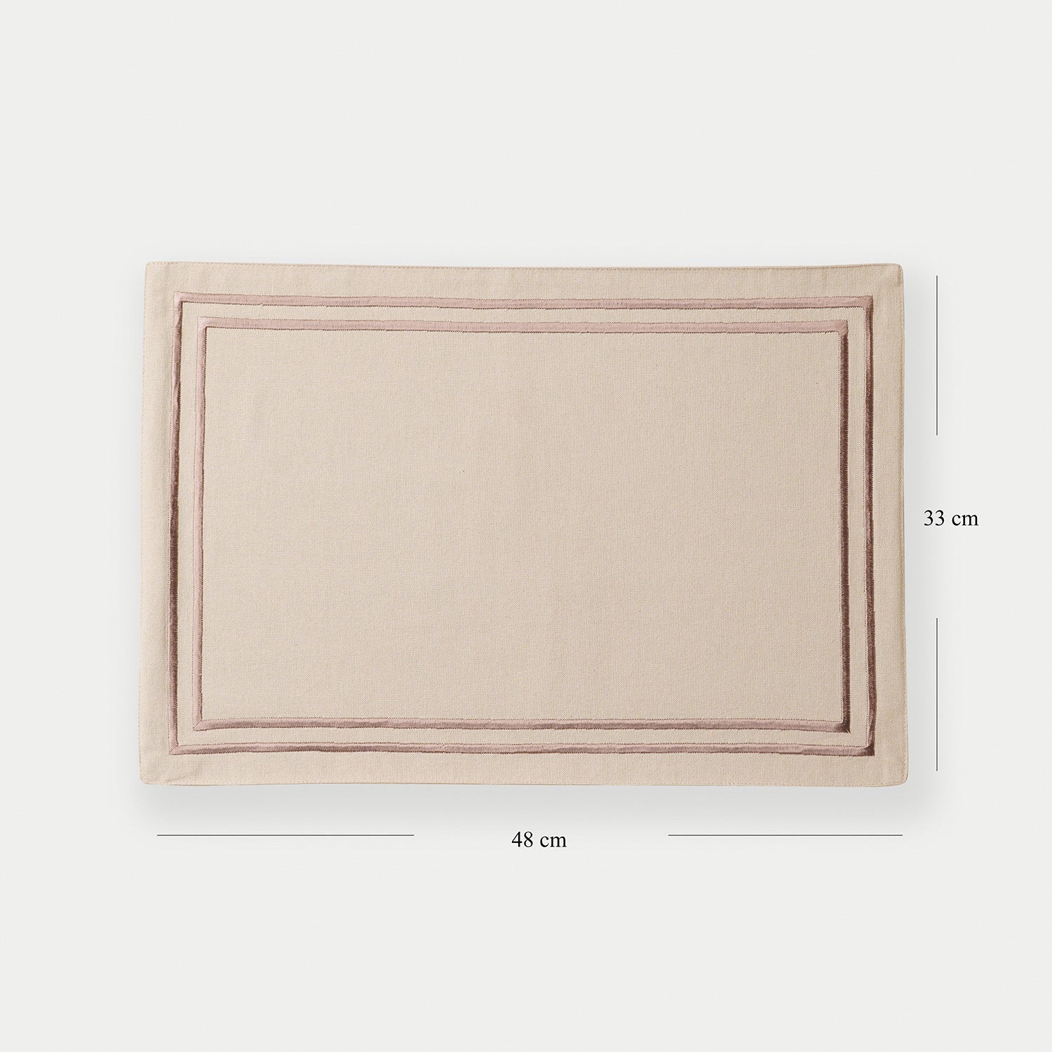 Set of 2 Beige Cotton Placemats with Contrast Embroidery