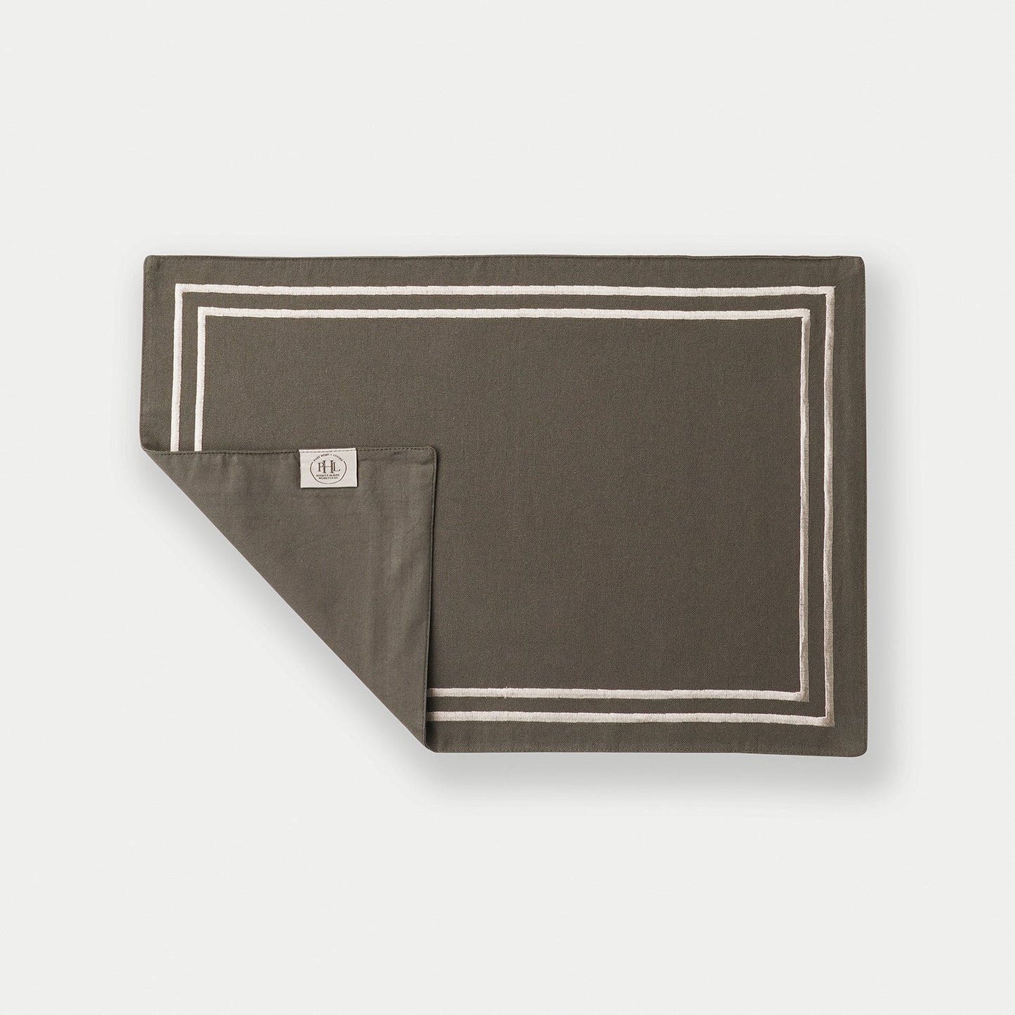 Set of 2 Taupe Cotton Placemats with Contrast Embroidery