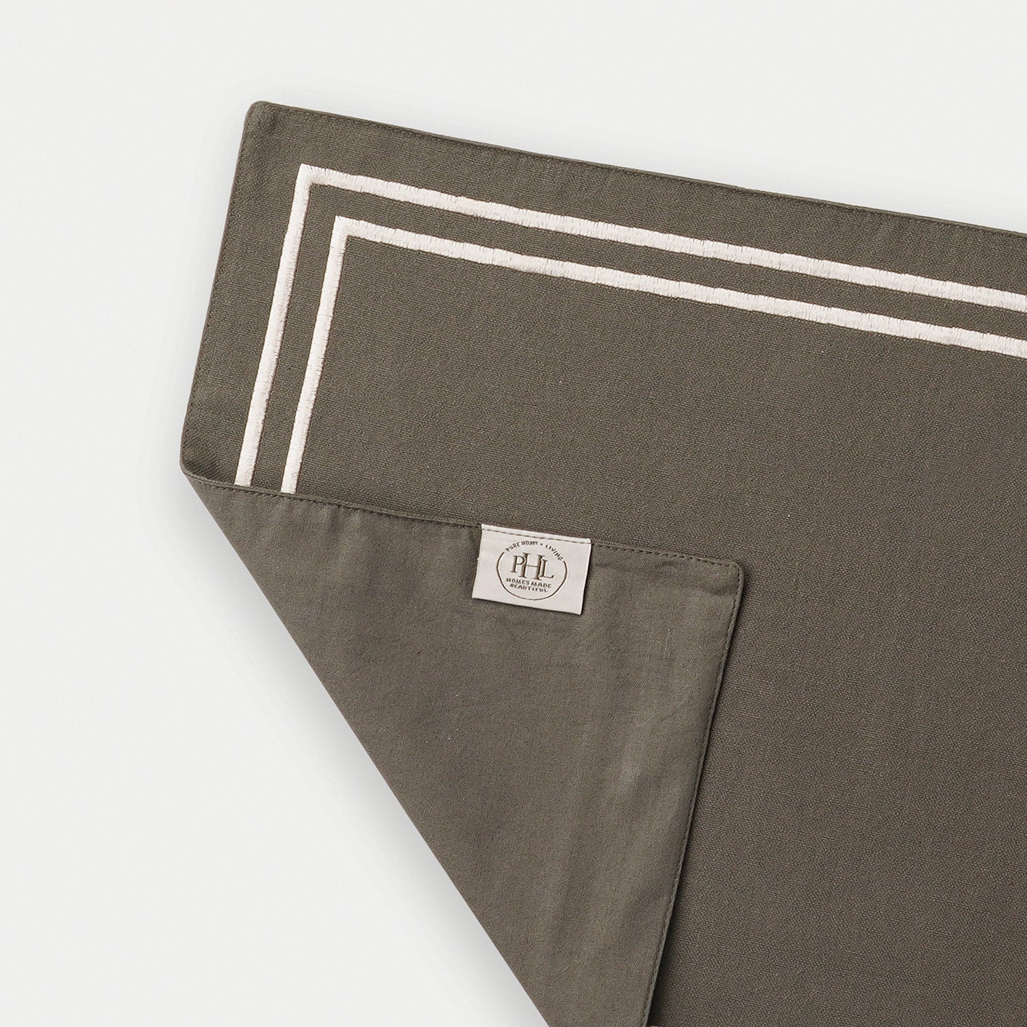Set of 2 Taupe Cotton Placemats with Contrast Embroidery