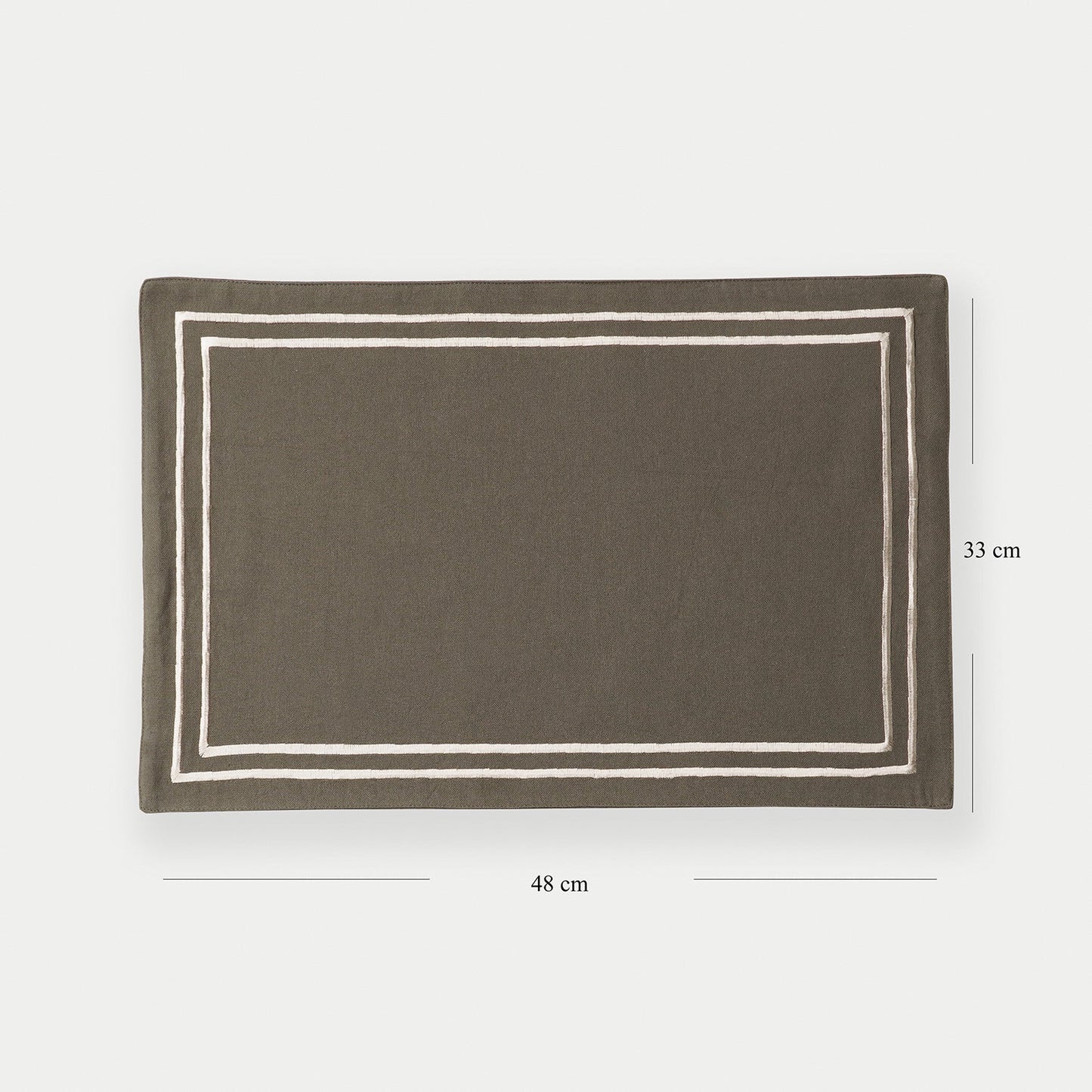 Set of 2 Taupe Cotton Placemats with Contrast Embroidery