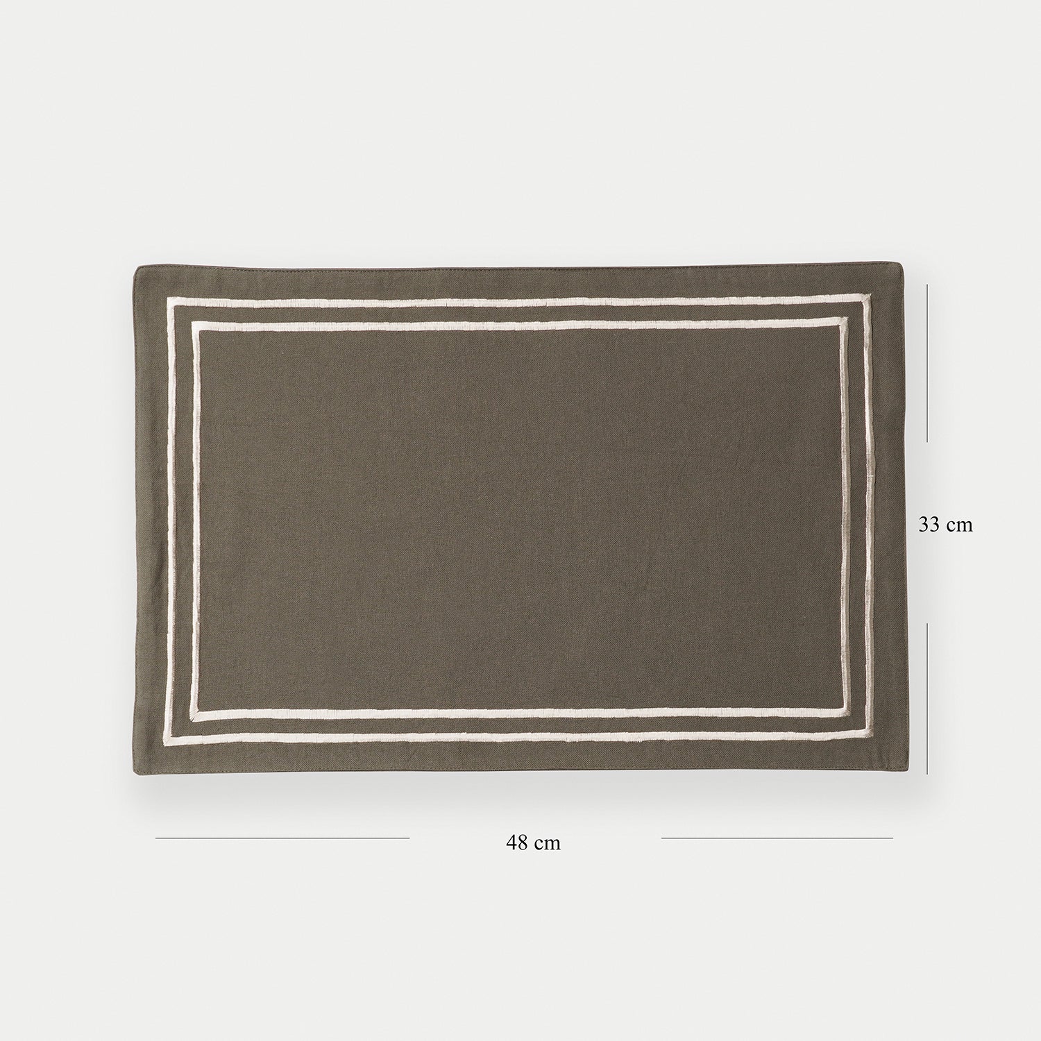 Set of 2 Taupe Cotton Placemats with Contrast Embroidery