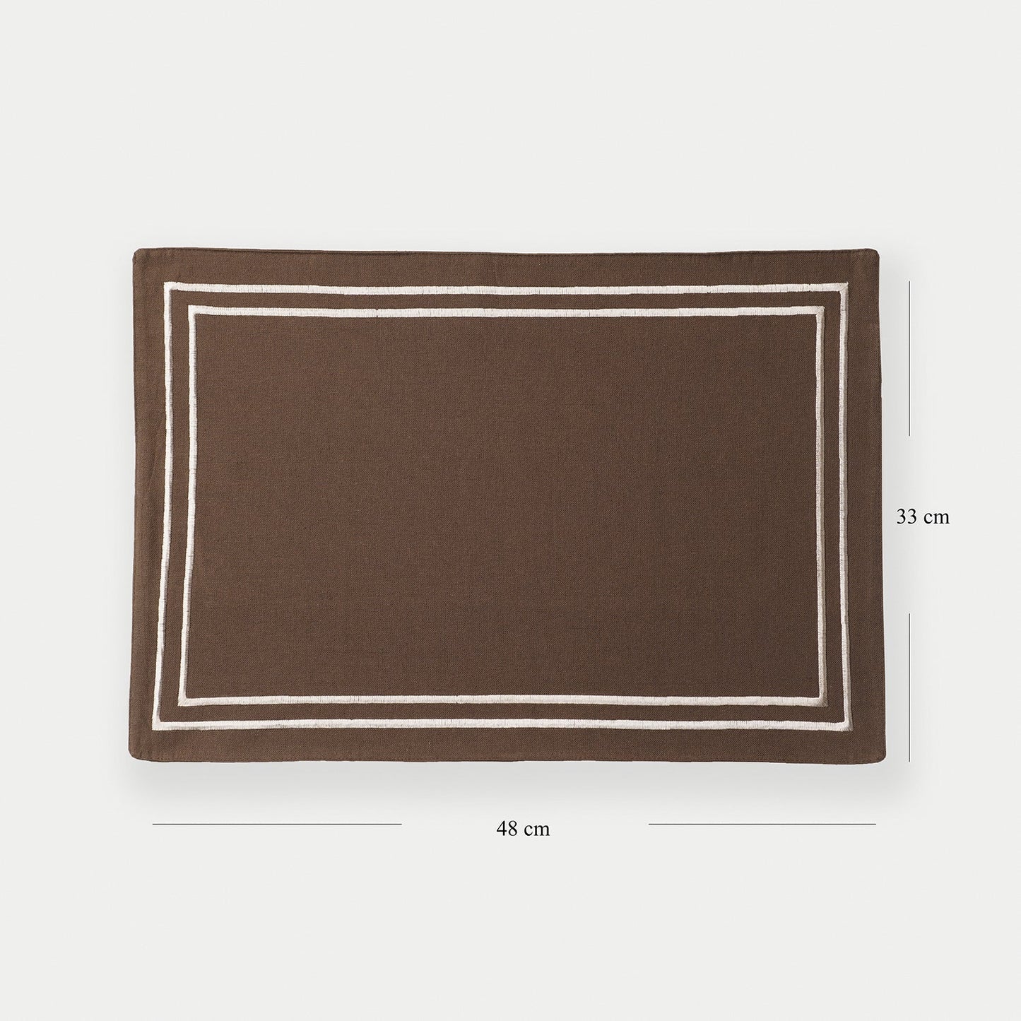 Set of 2 Brown Cotton Placemats with Contrast Embroidery
