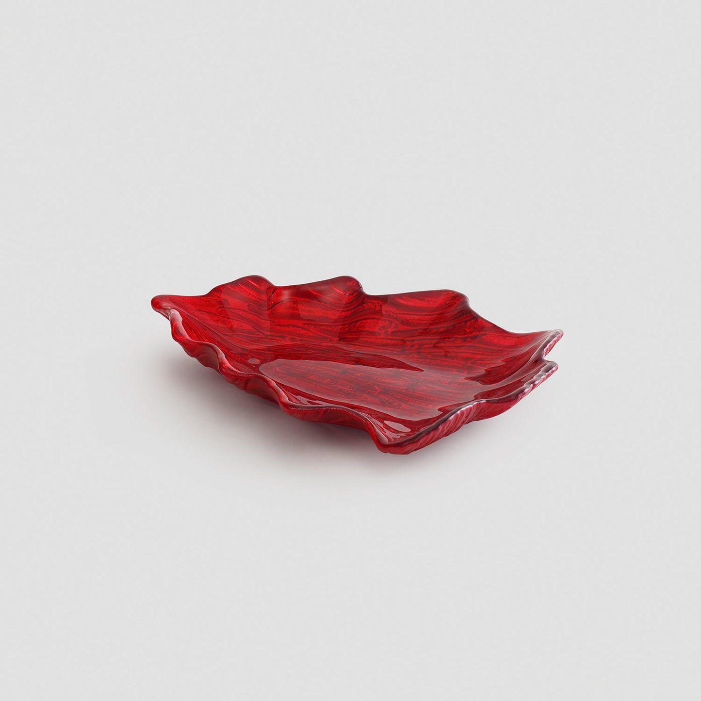 Red Christmas Tree Shaped Glass Decorative Platter - Small