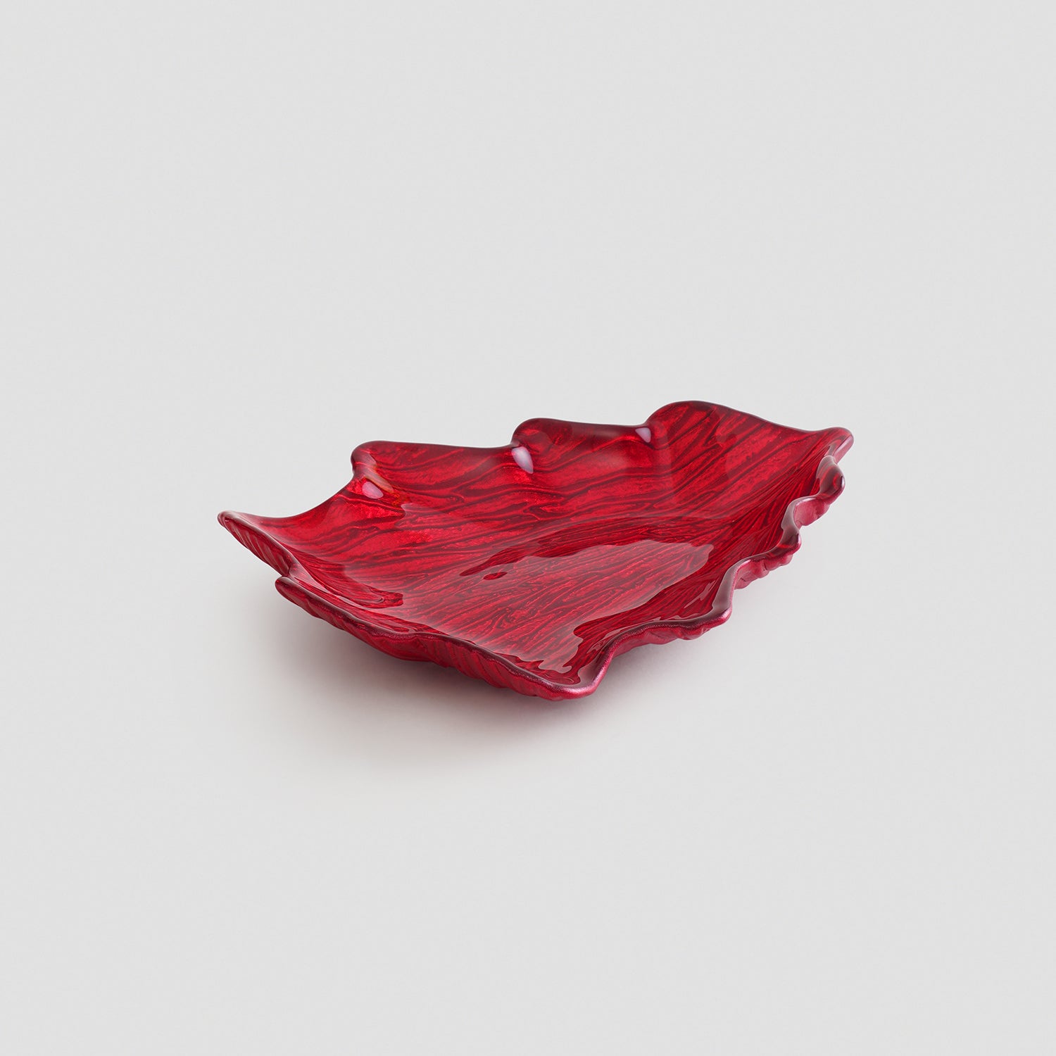 Red Christmas Tree Shaped Glass Decorative Platter - Small