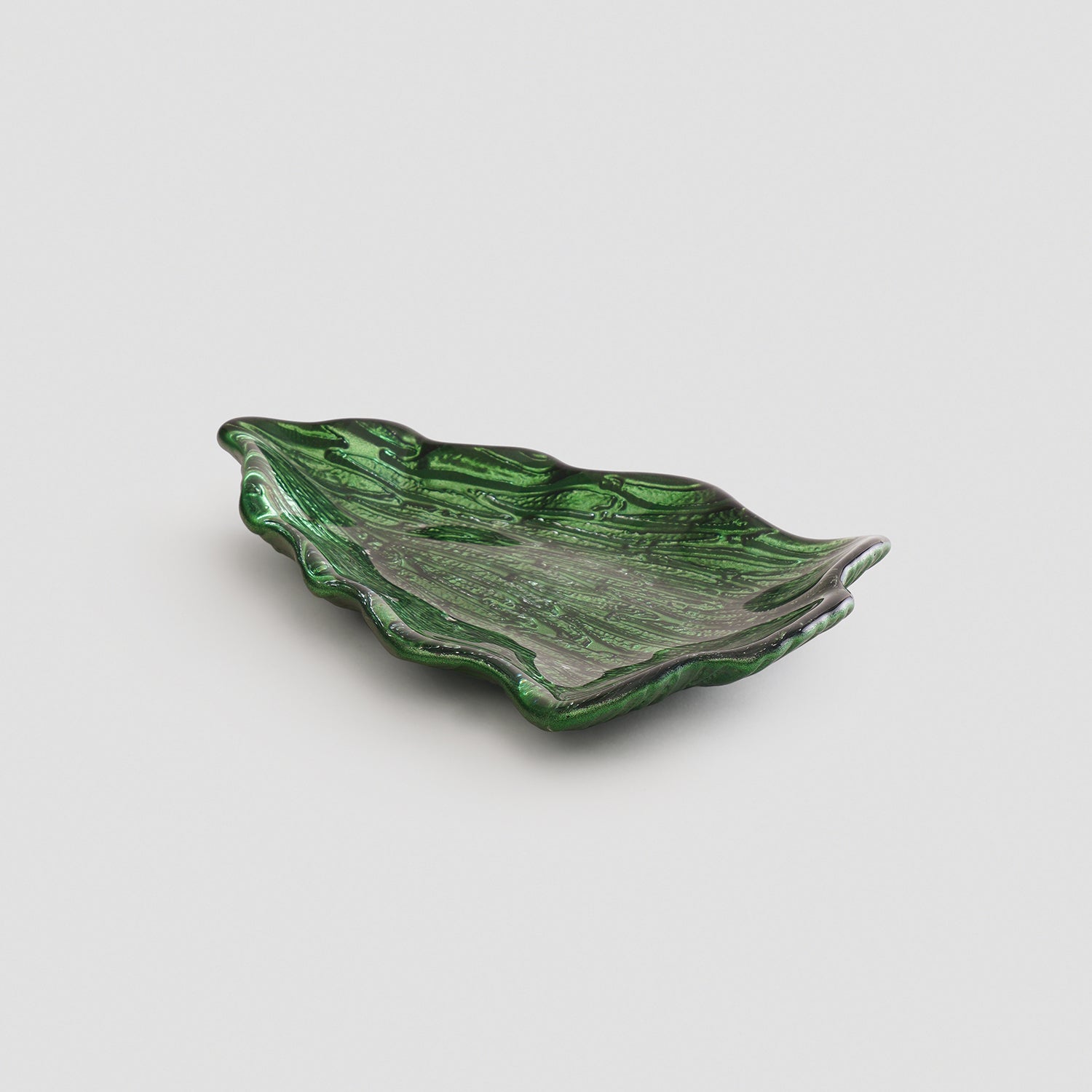 Green Christmas Tree Shaped Glass Decorative Platter - Small
