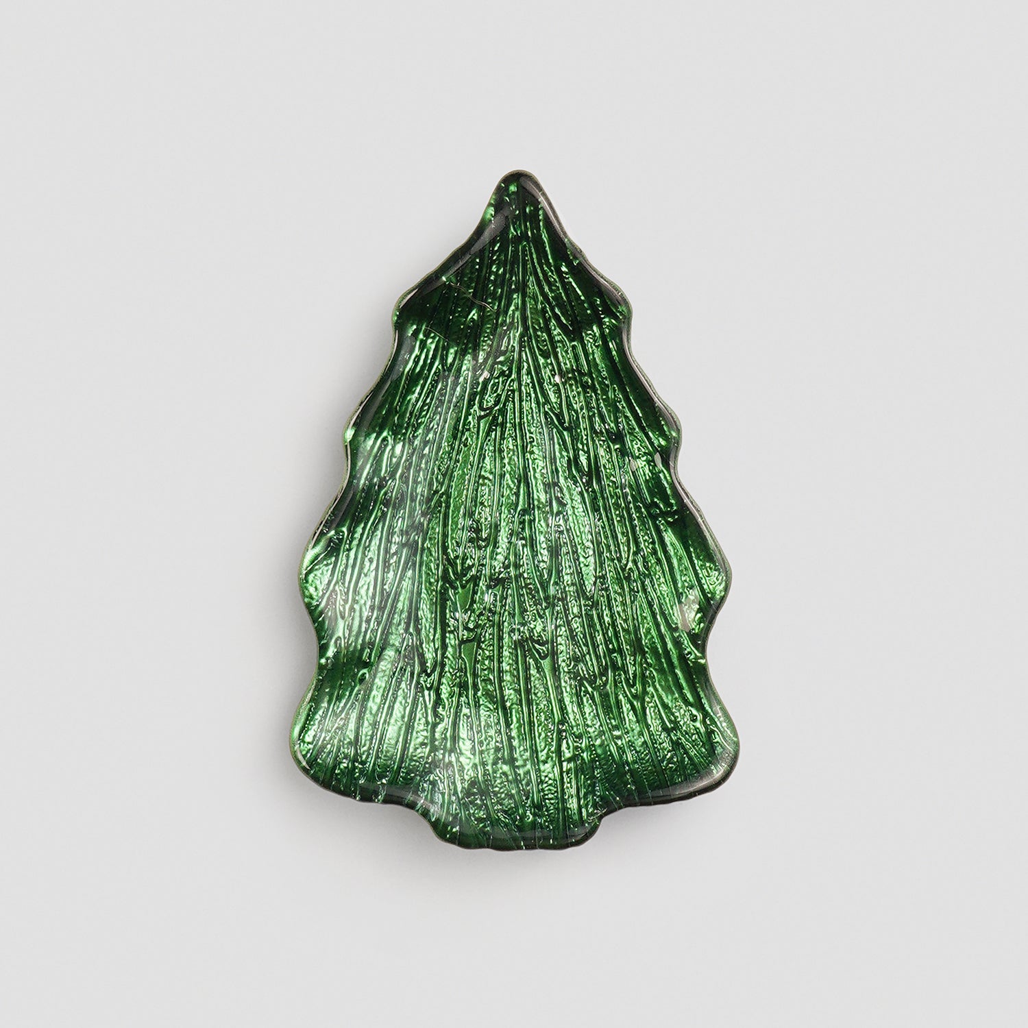 Green Christmas Tree Shaped Glass Decorative Platter - Small