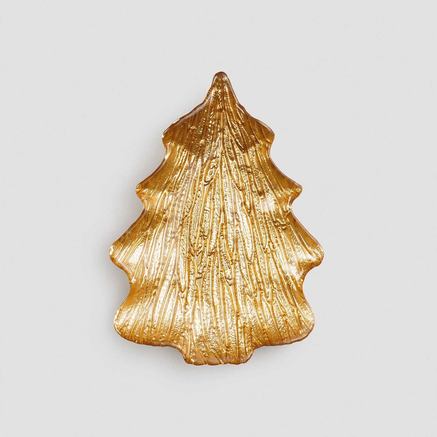 Gold Christmas Tree Shaped Glass Decorative Platter - Small