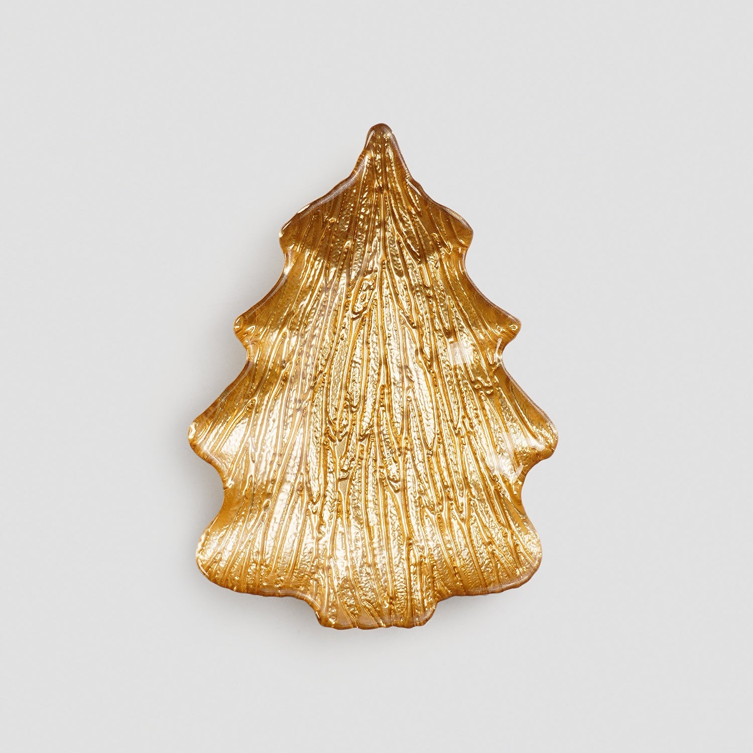Gold Christmas Tree Shaped Glass Decorative Platter - Small