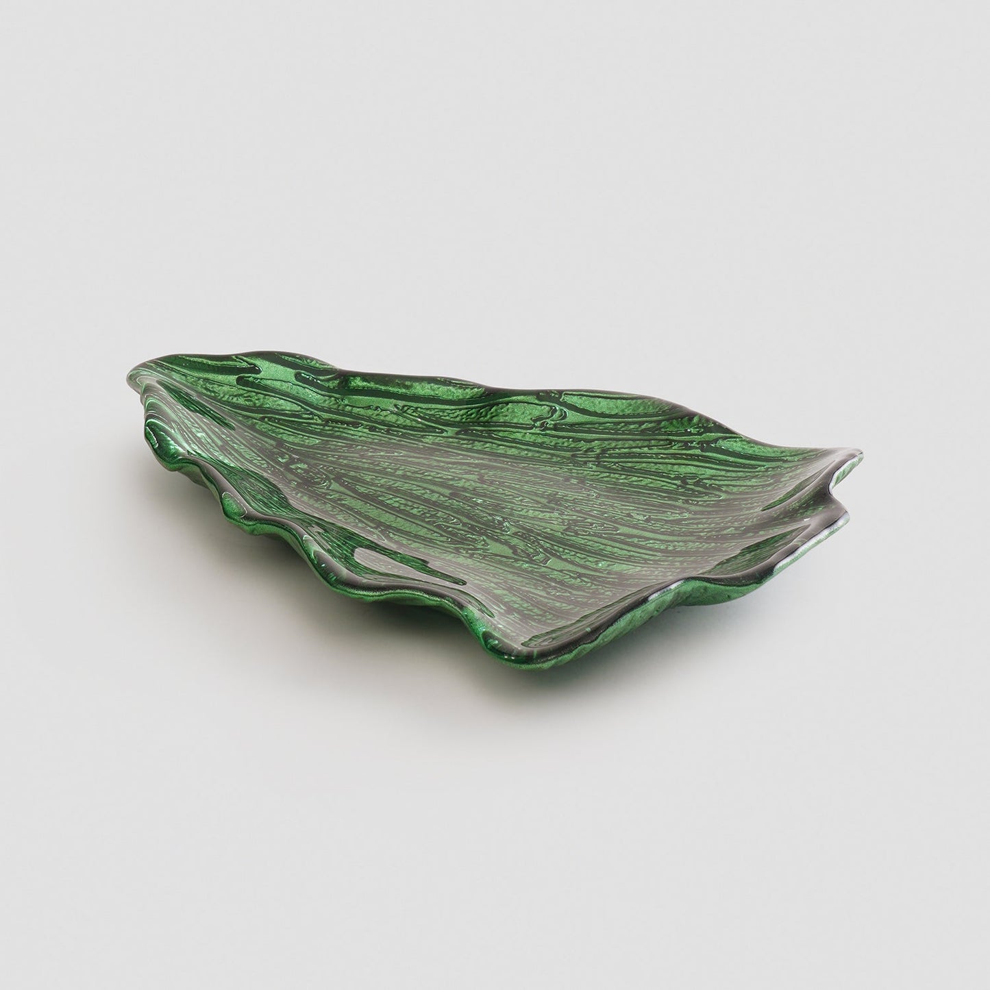 Green Christmas Tree Shaped Glass Decorative Platter - Large