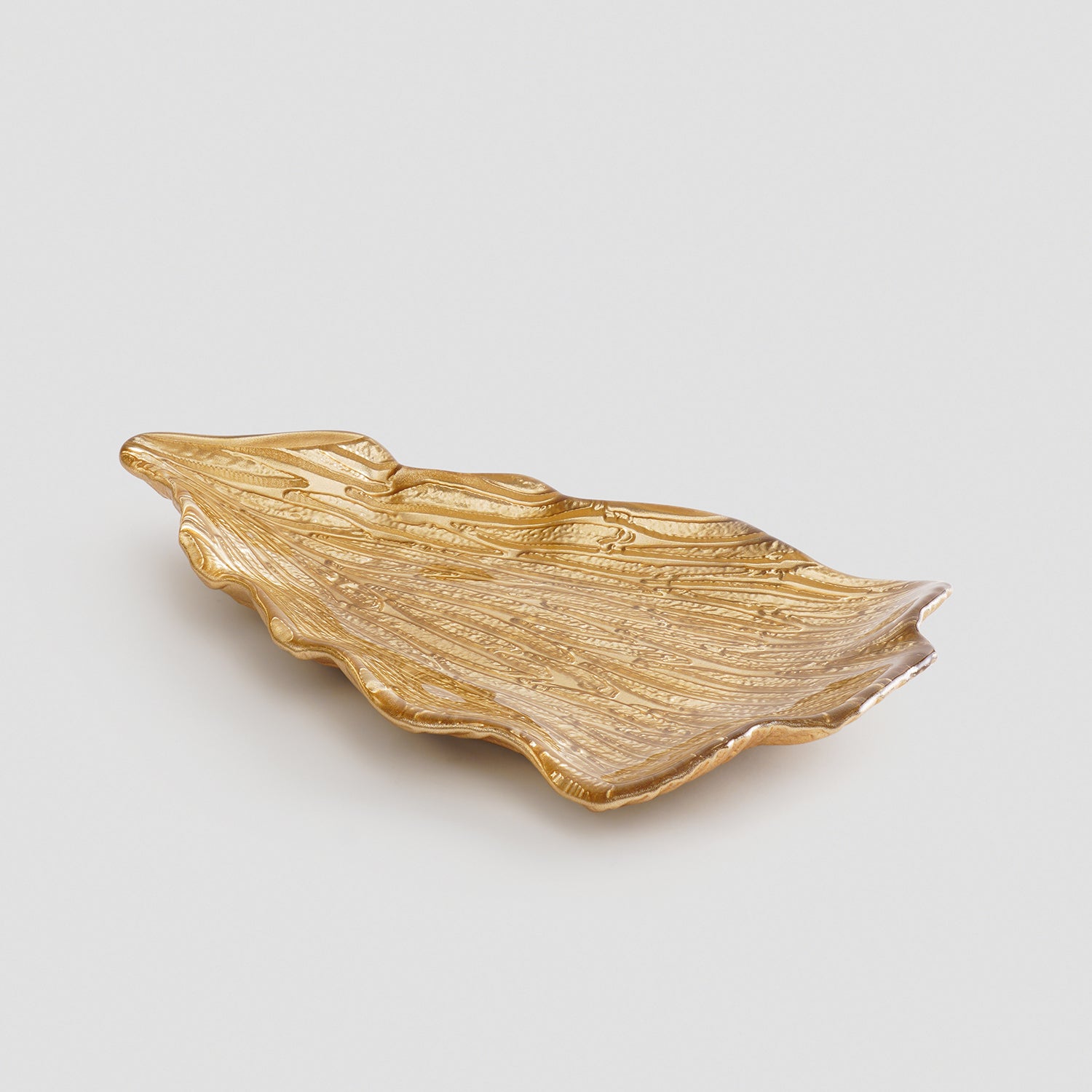 Gold Christmas Tree Shaped Glass Decorative Platter - Large