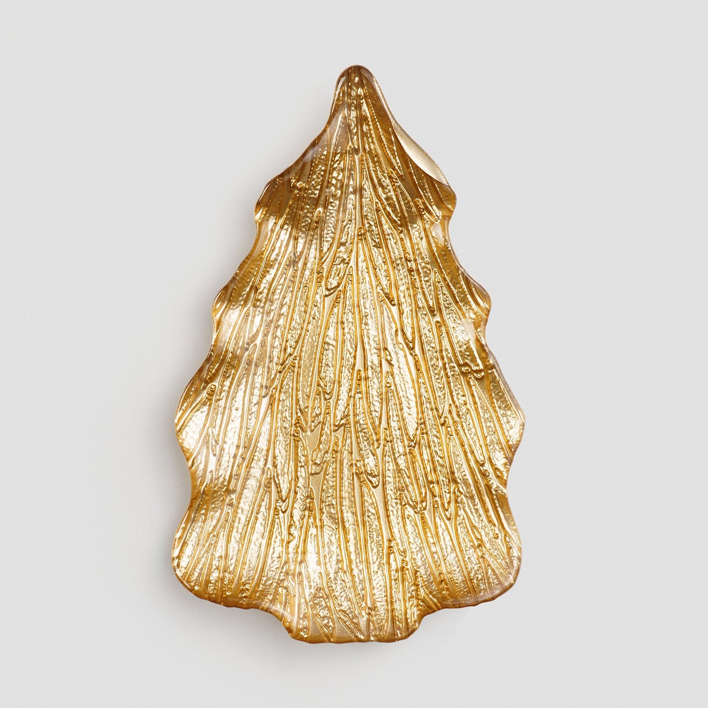 Gold Christmas Tree Shaped Glass Decorative Platter - Large