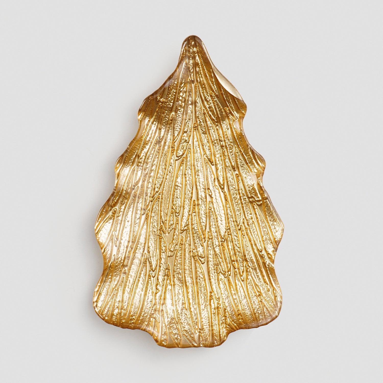 Gold Christmas Tree Shaped Glass Decorative Platter - Large
