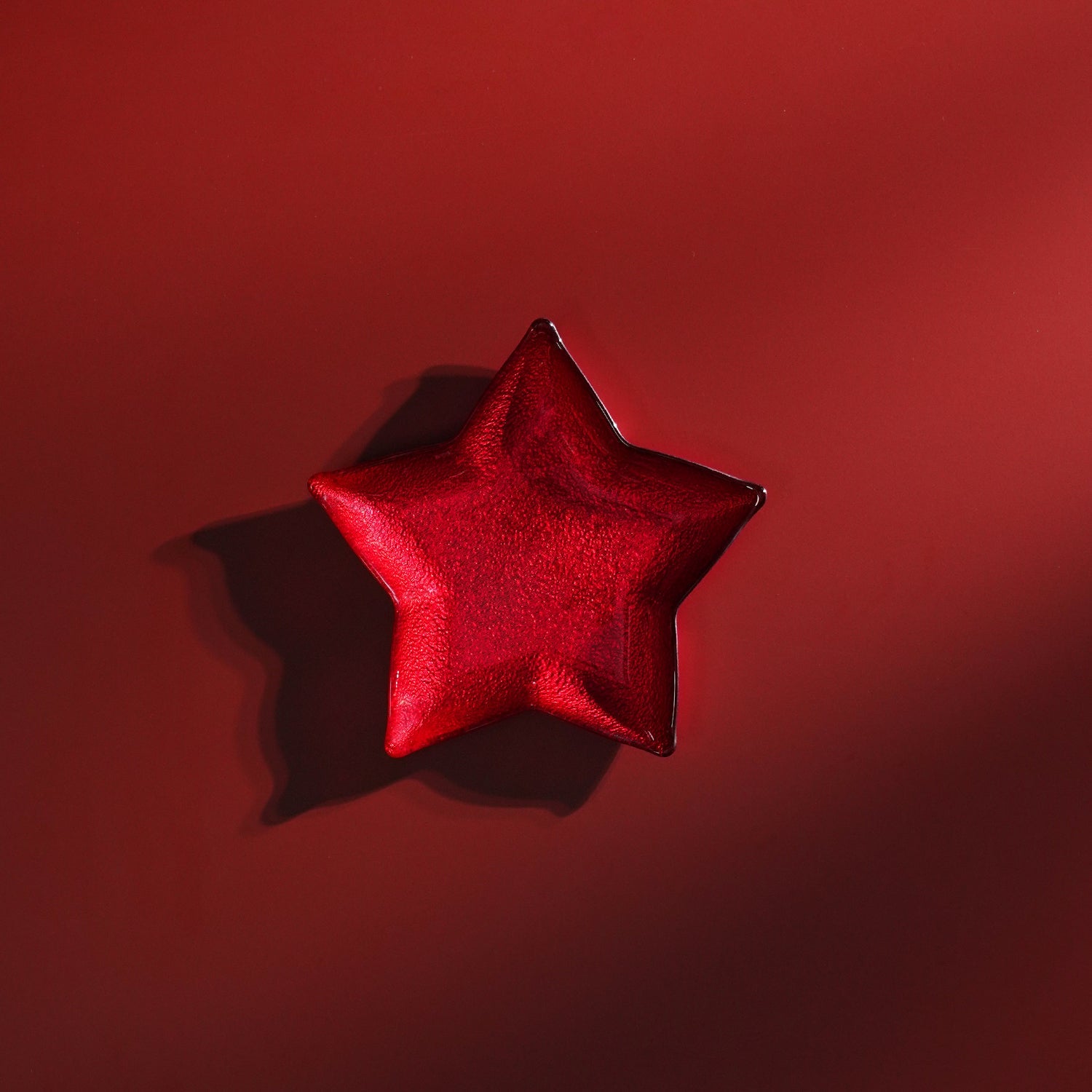 Red Shining Star Glass Decorative Platter - Small