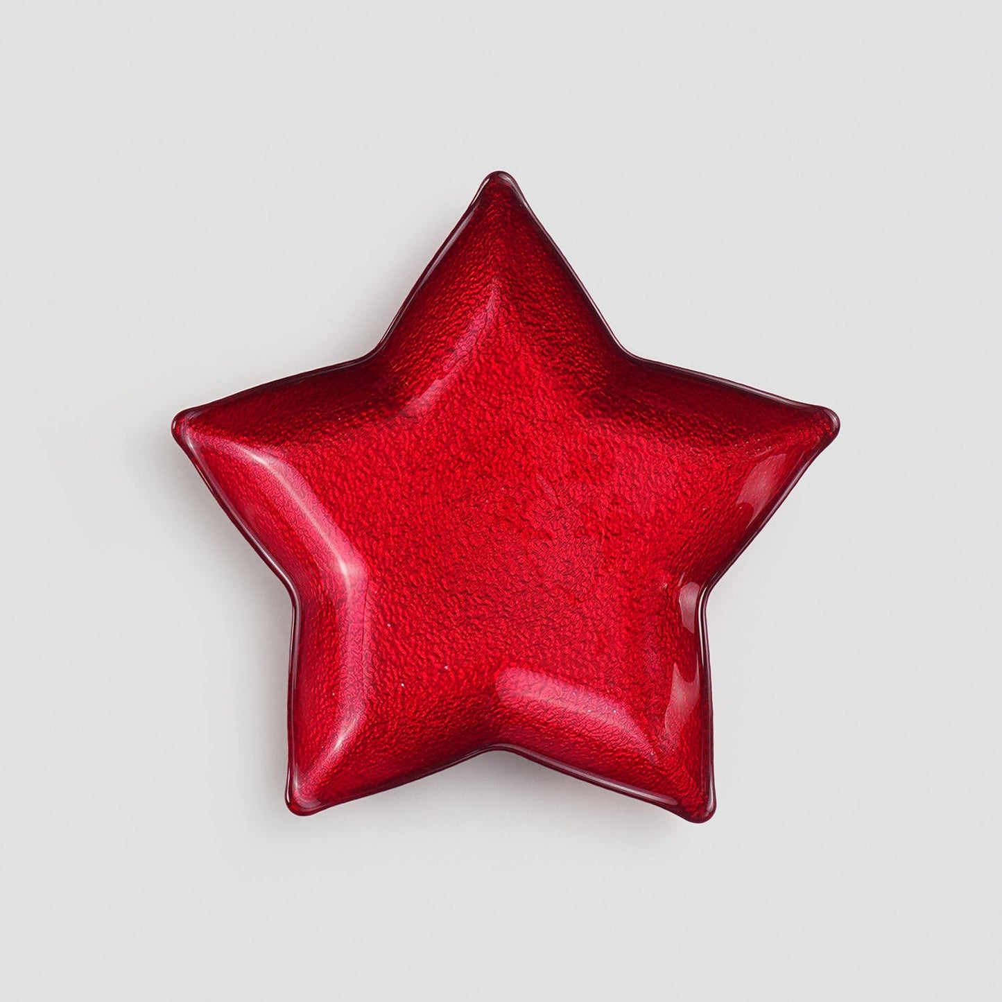 Red Shining Star Glass Decorative Platter - Small