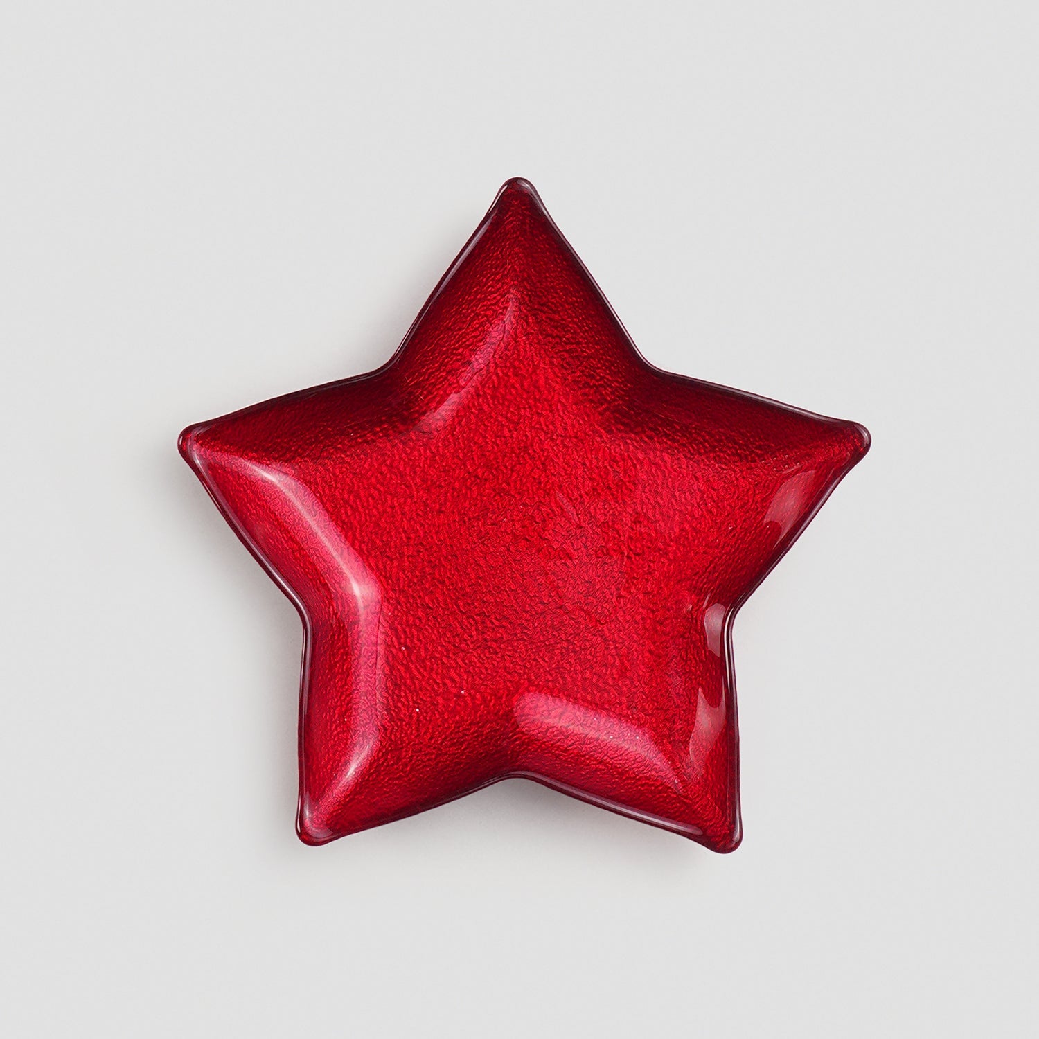 Red Shining Star Glass Decorative Platter - Small