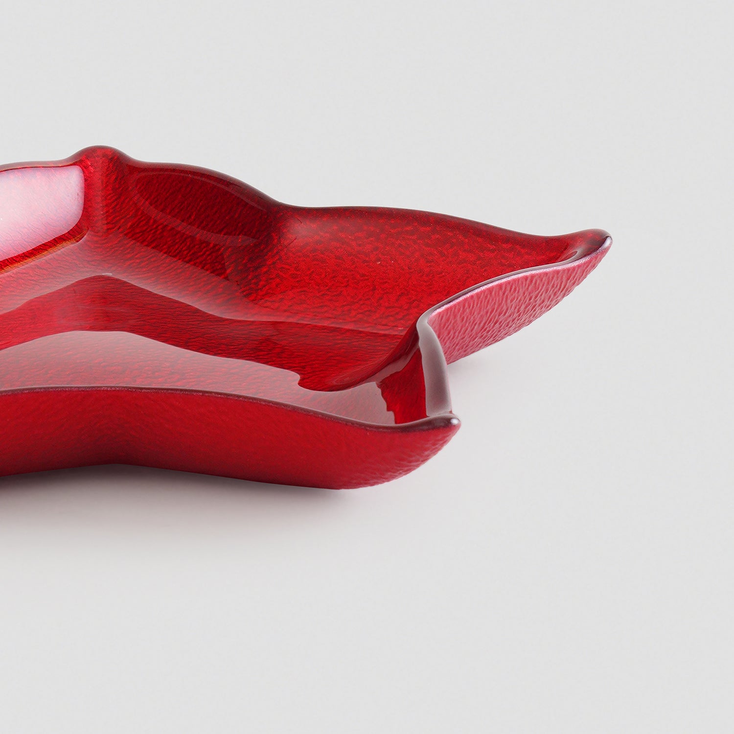 Red Shining Star Glass Decorative Platter - Small