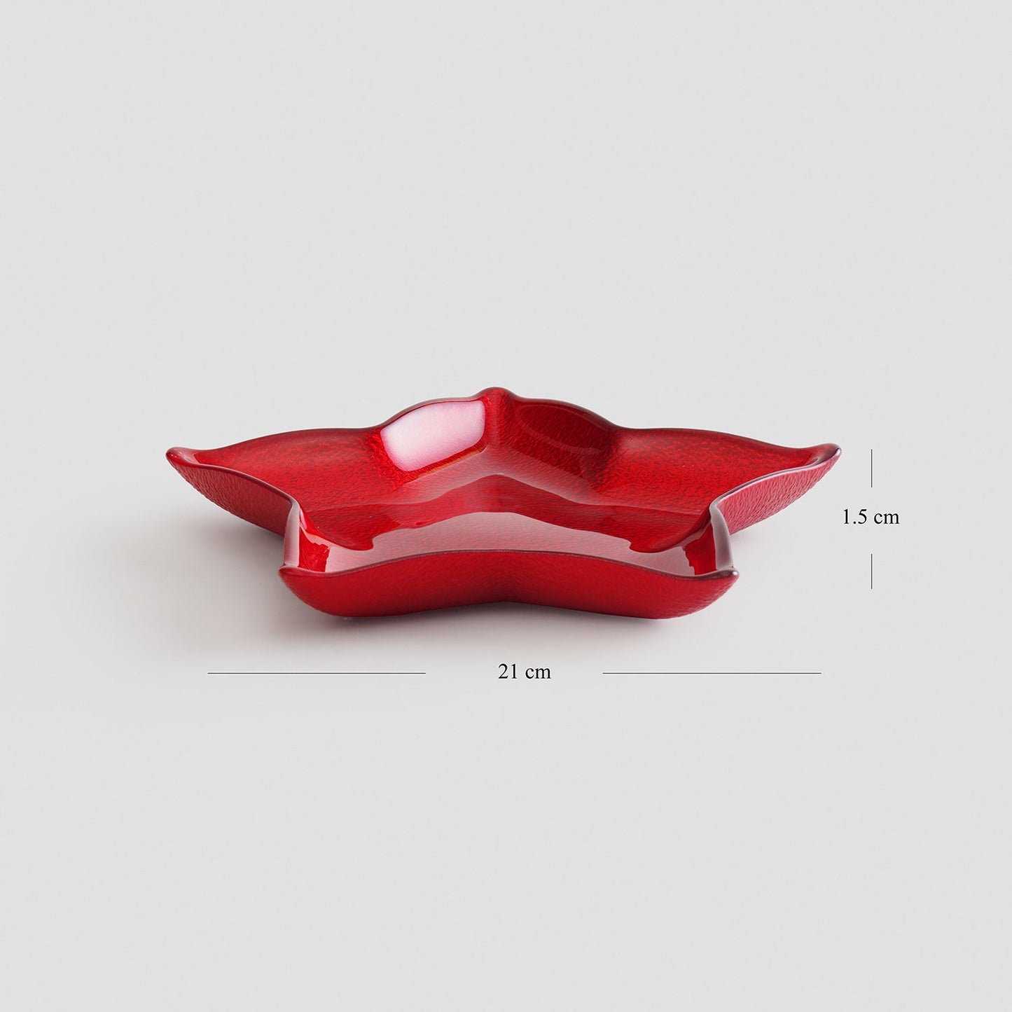 Red Shining Star Glass Decorative Platter - Small