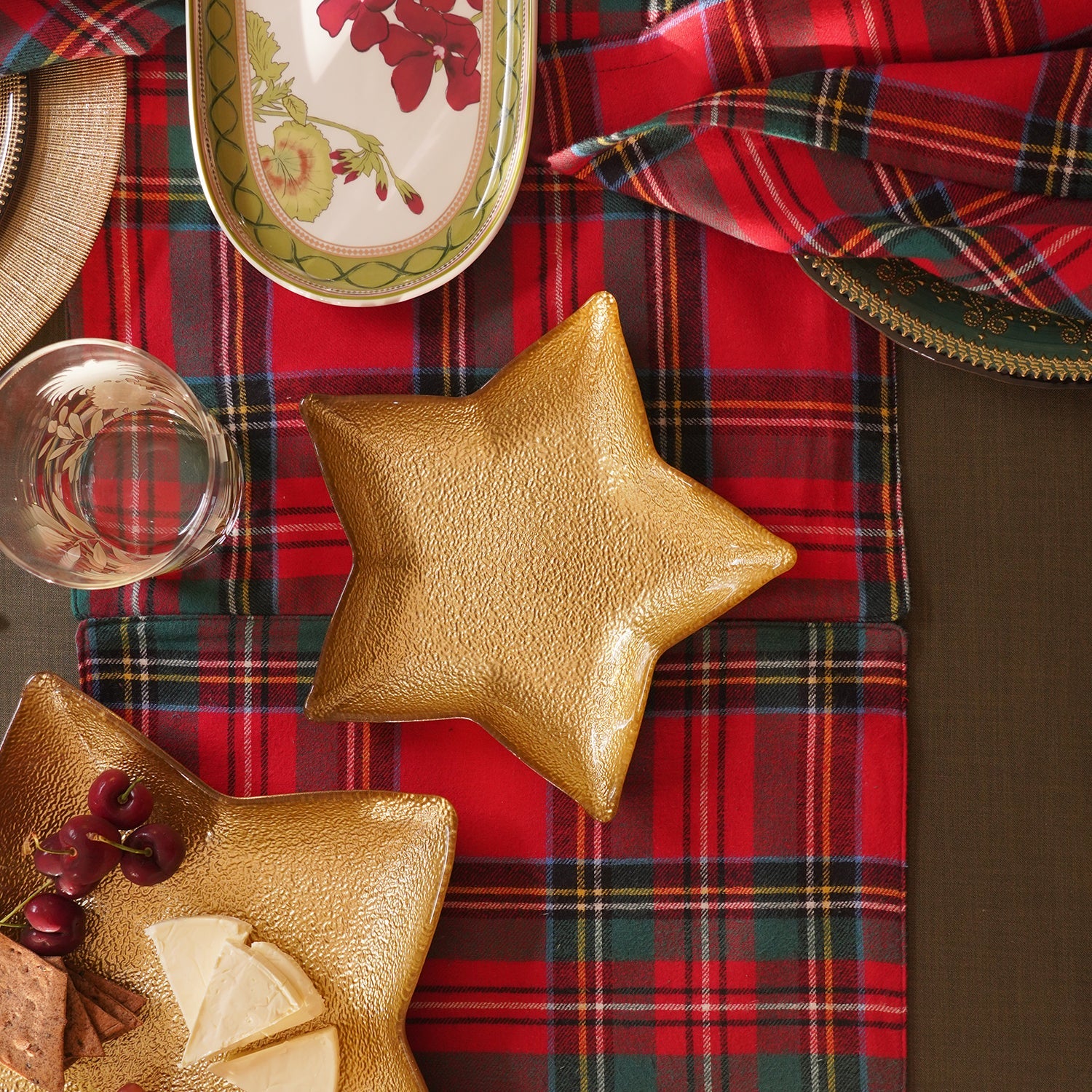 Gold Shining Star Glass Decorative Platter - Small