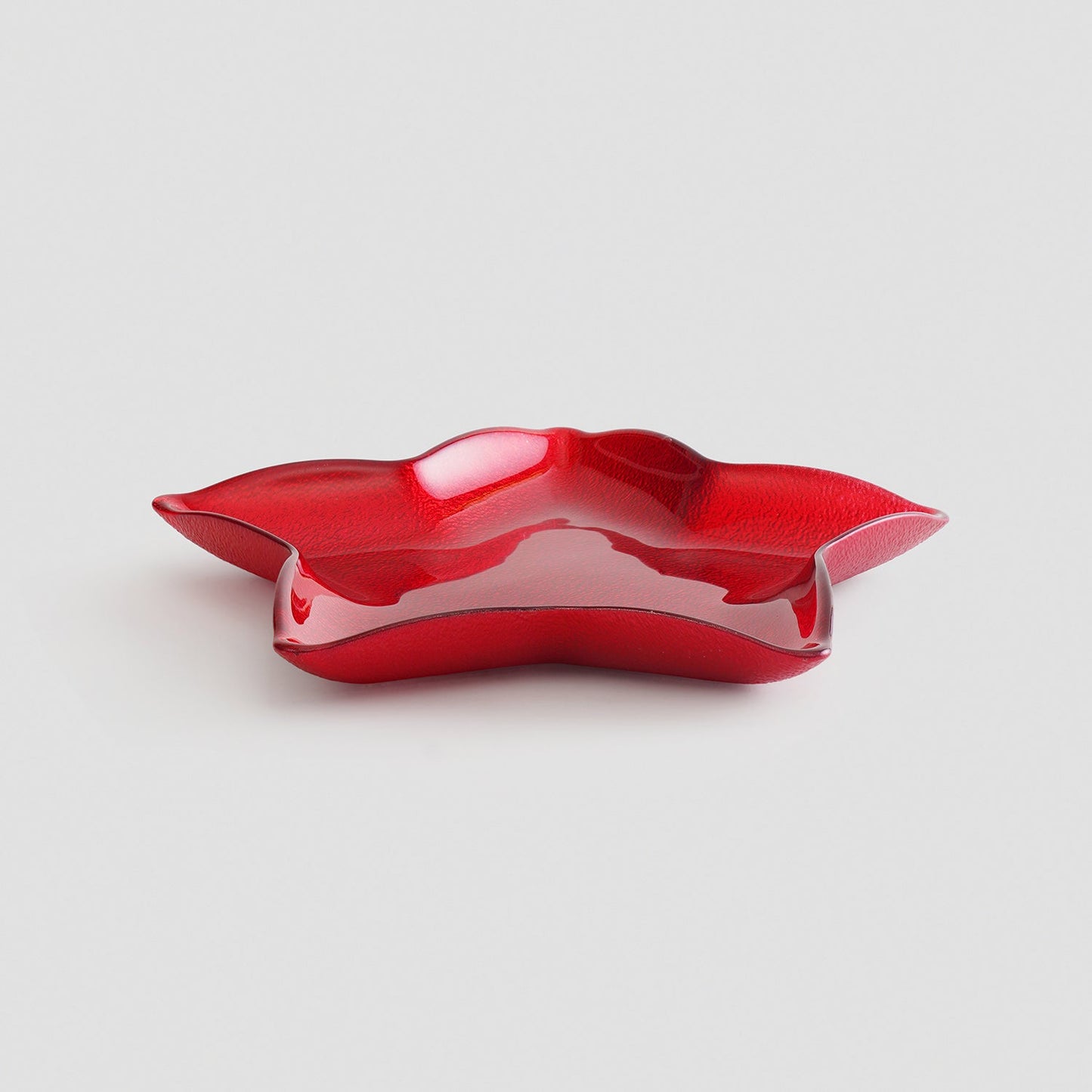 Red Shining Star Glass Decorative Platter - Large