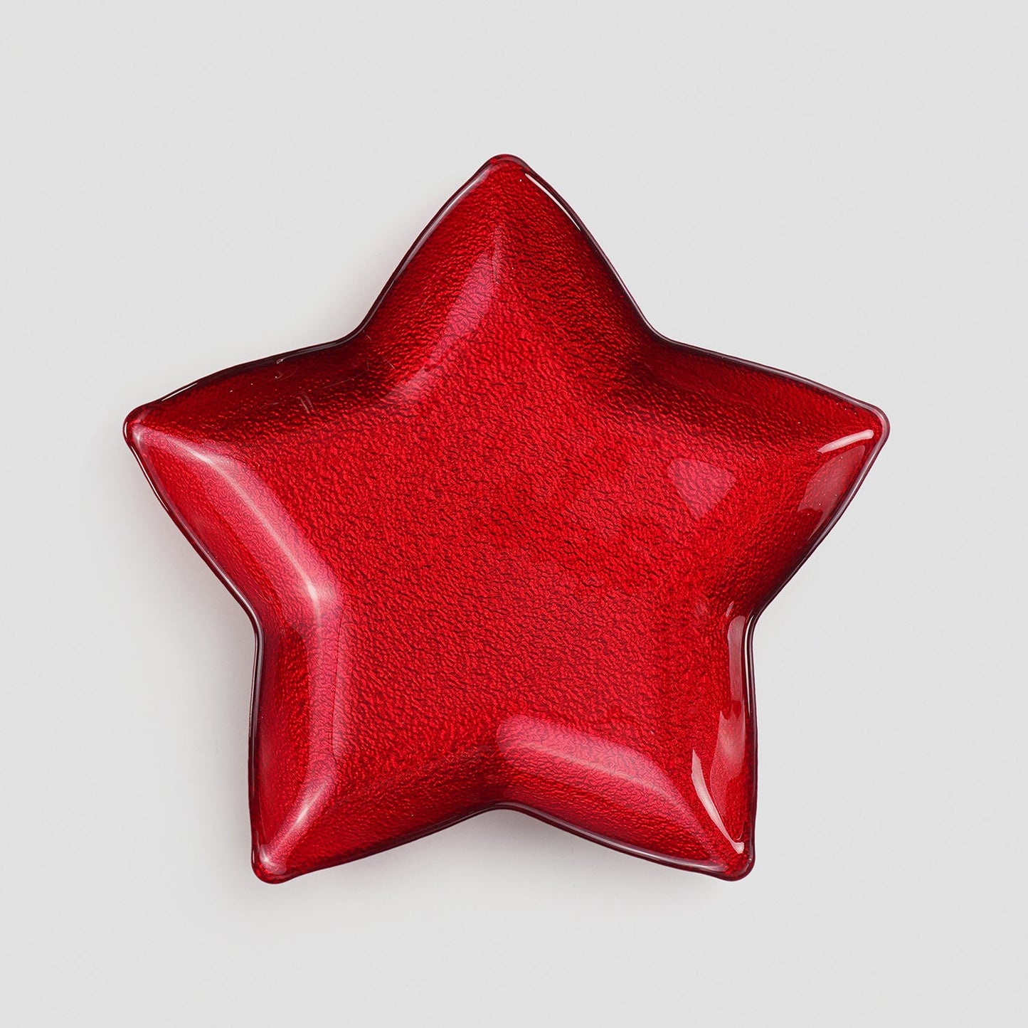 Red Shining Star Glass Decorative Platter - Large