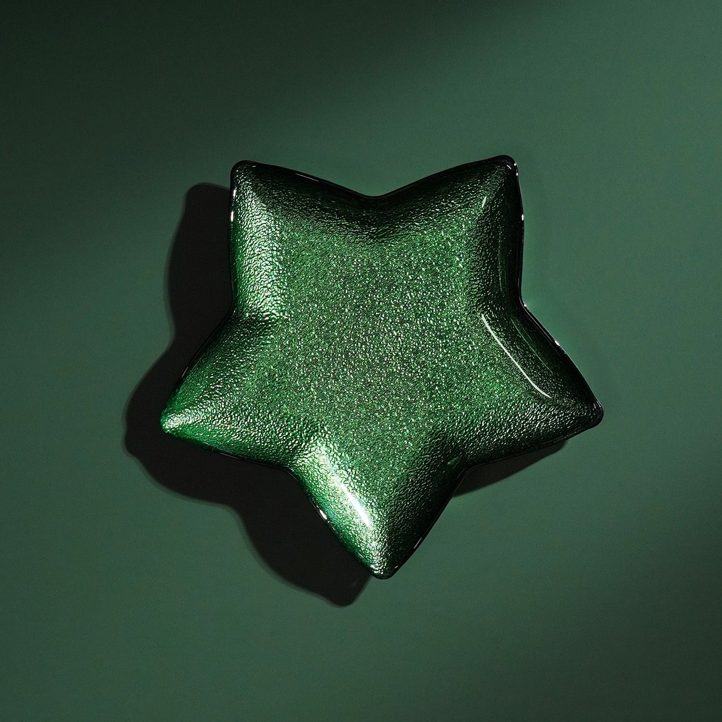 Green Shining Star Glass Decorative Platter - Large