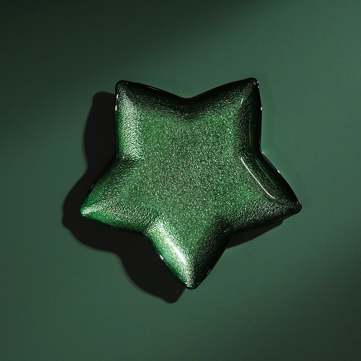 Green Shining Star Glass Decorative Platter - Large