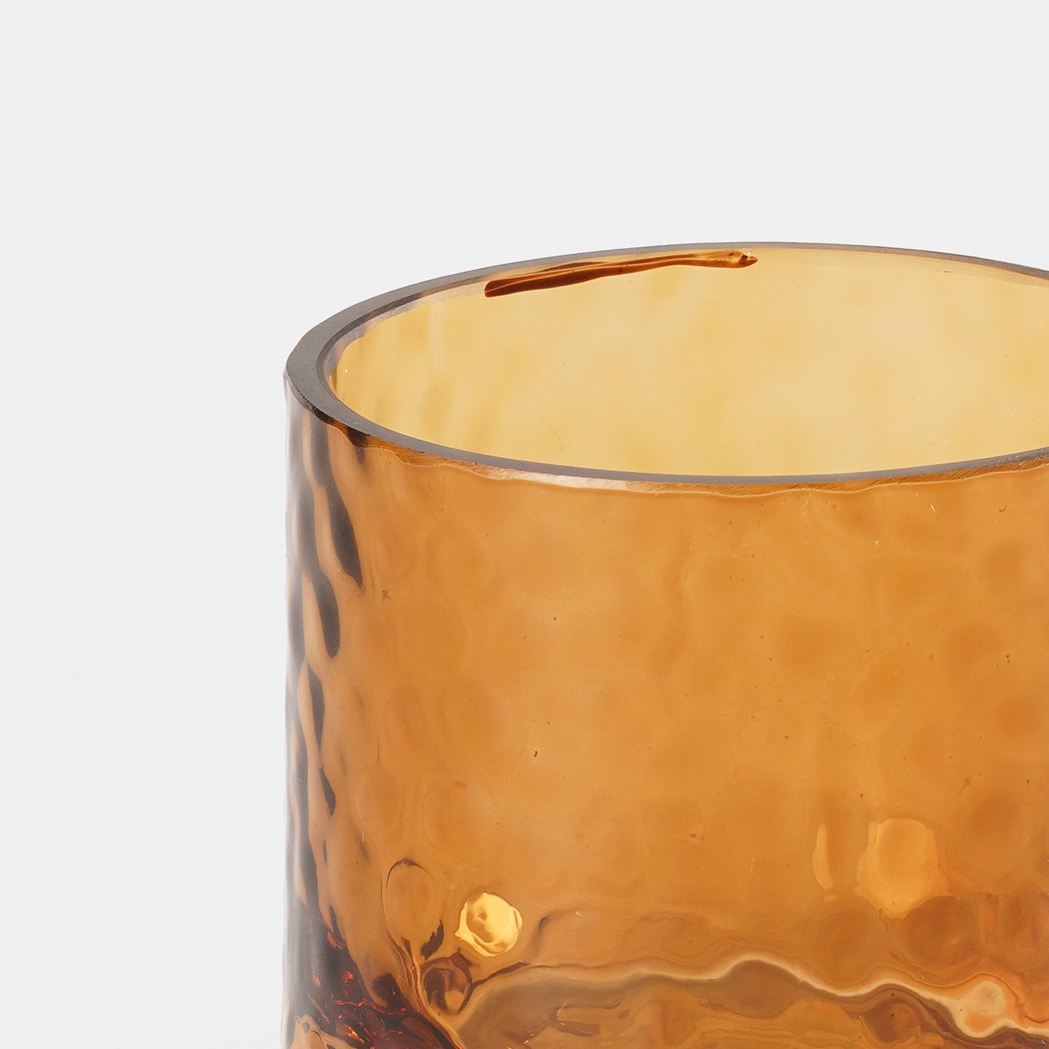 Set of 2 Amber Textured Glass Tealight Candle Holder