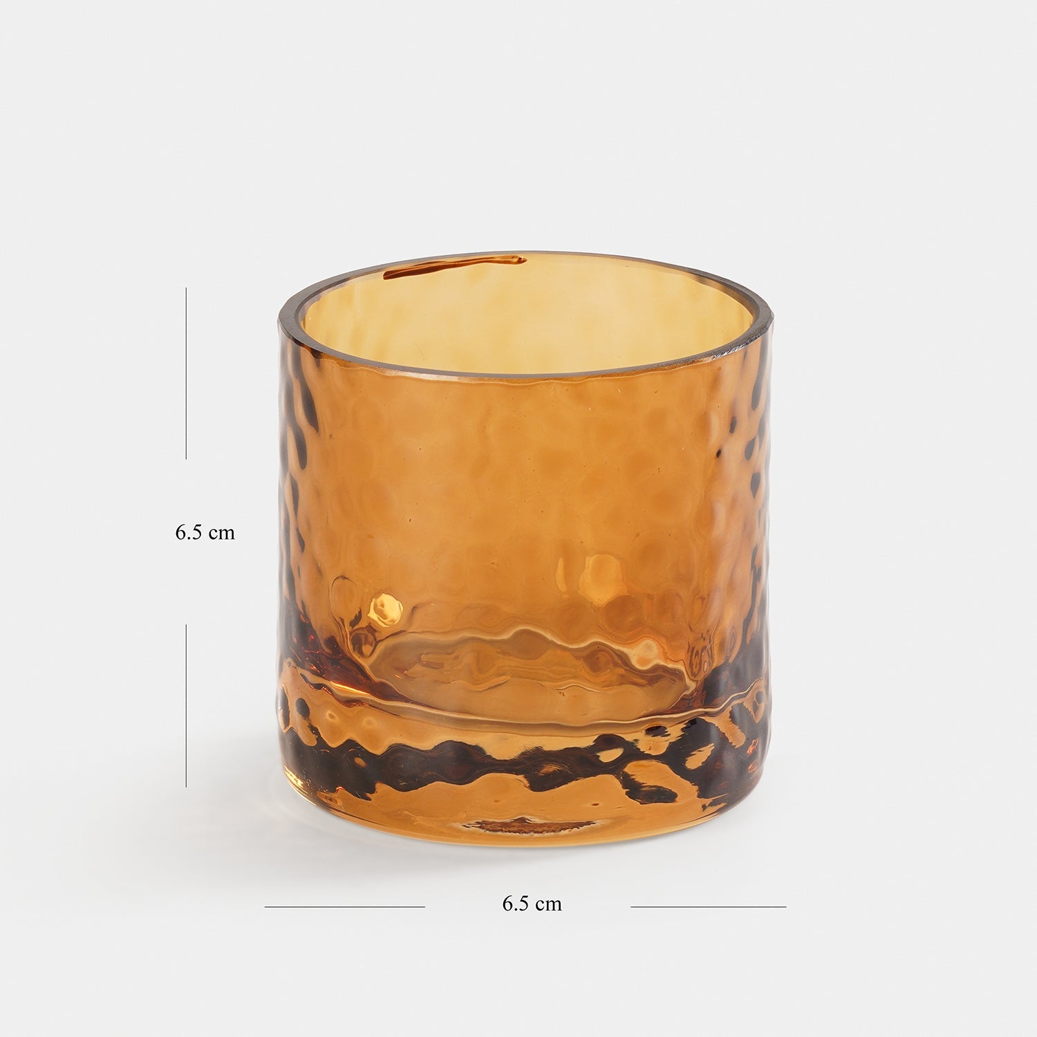 Set of 2 Amber Textured Glass Tealight Candle Holder