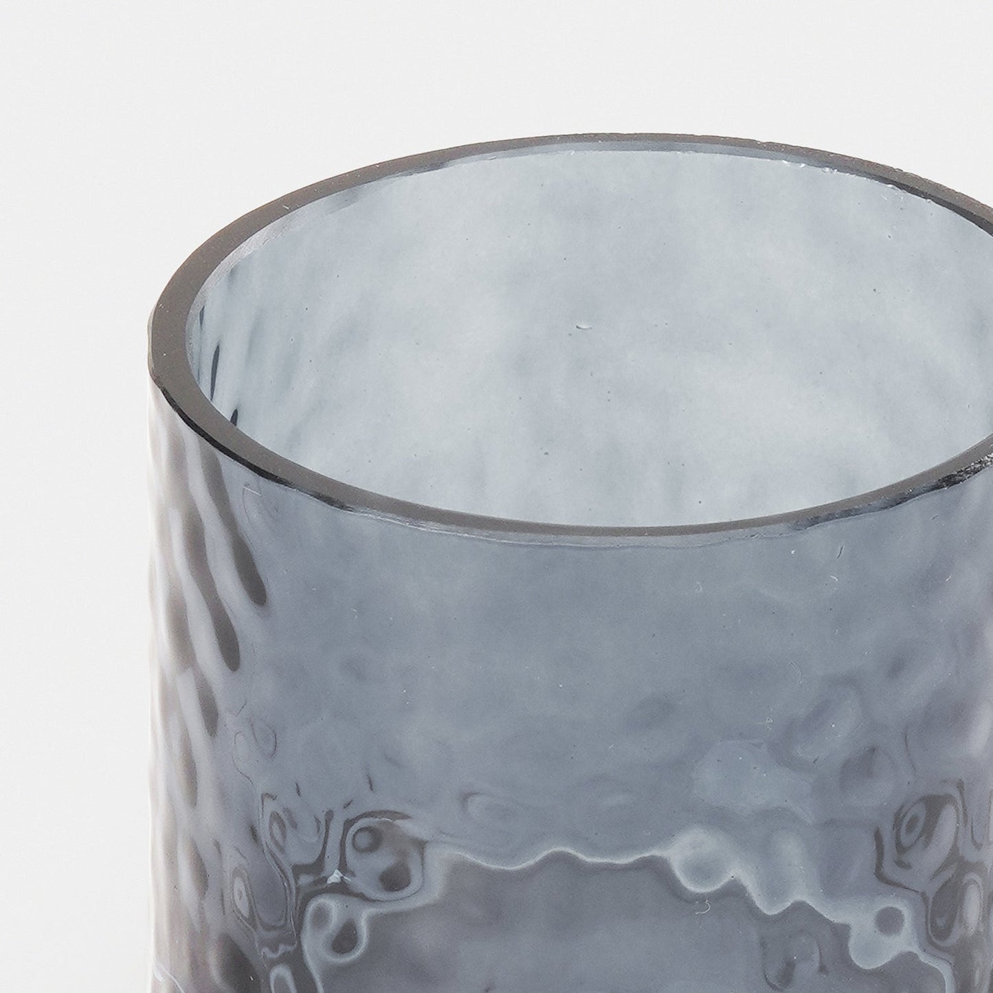 Set of 2 Grey Textured Glass Tealight Candle Holders