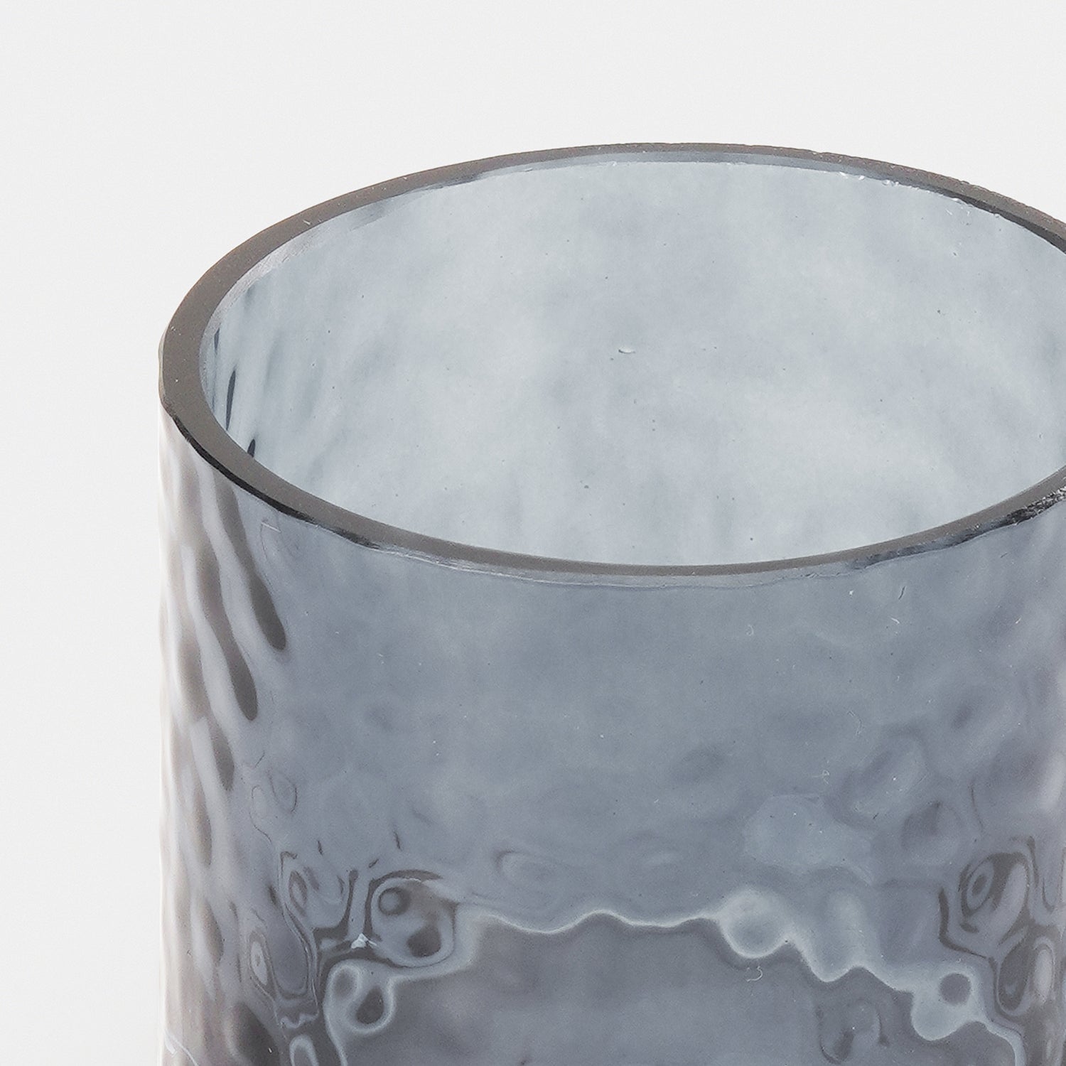 Set of 2 Grey Textured Glass Tealight Candle Holders