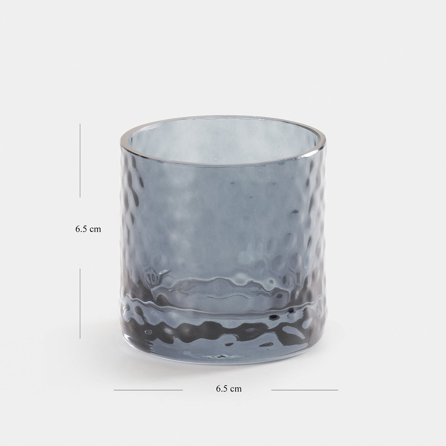 Set of 2 Grey Textured Glass Tealight Candle Holders