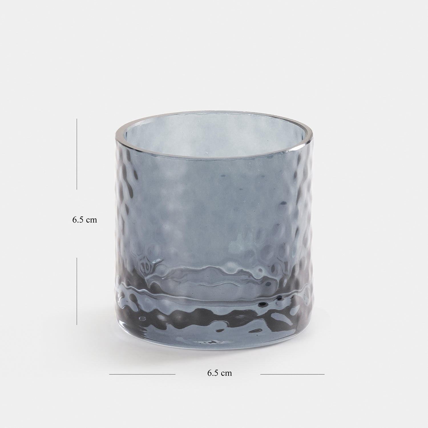 Set of 2 Grey Textured Glass Tealight Candle Holders