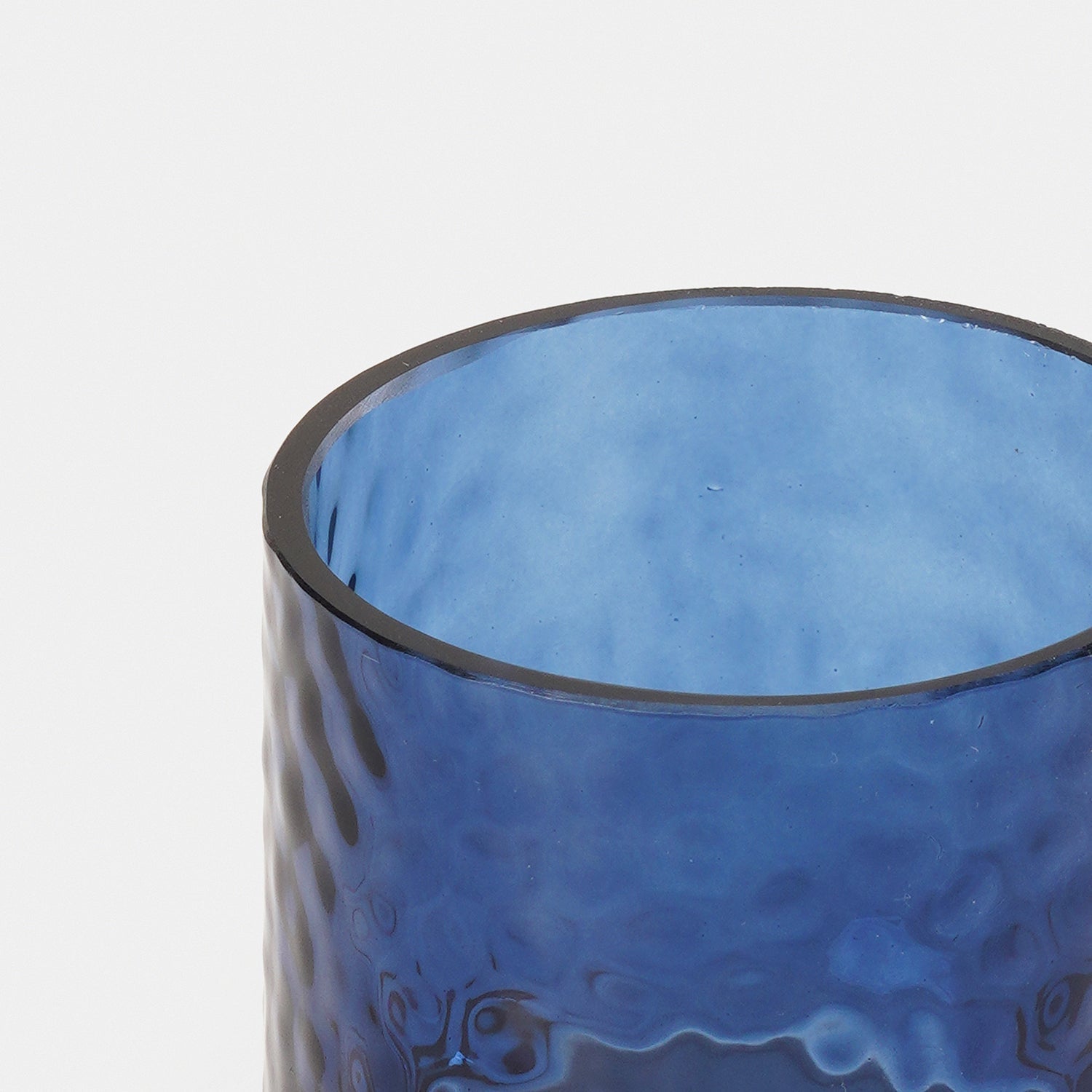 Set of 2 Blue Textured Glass Tealight Candle Holders