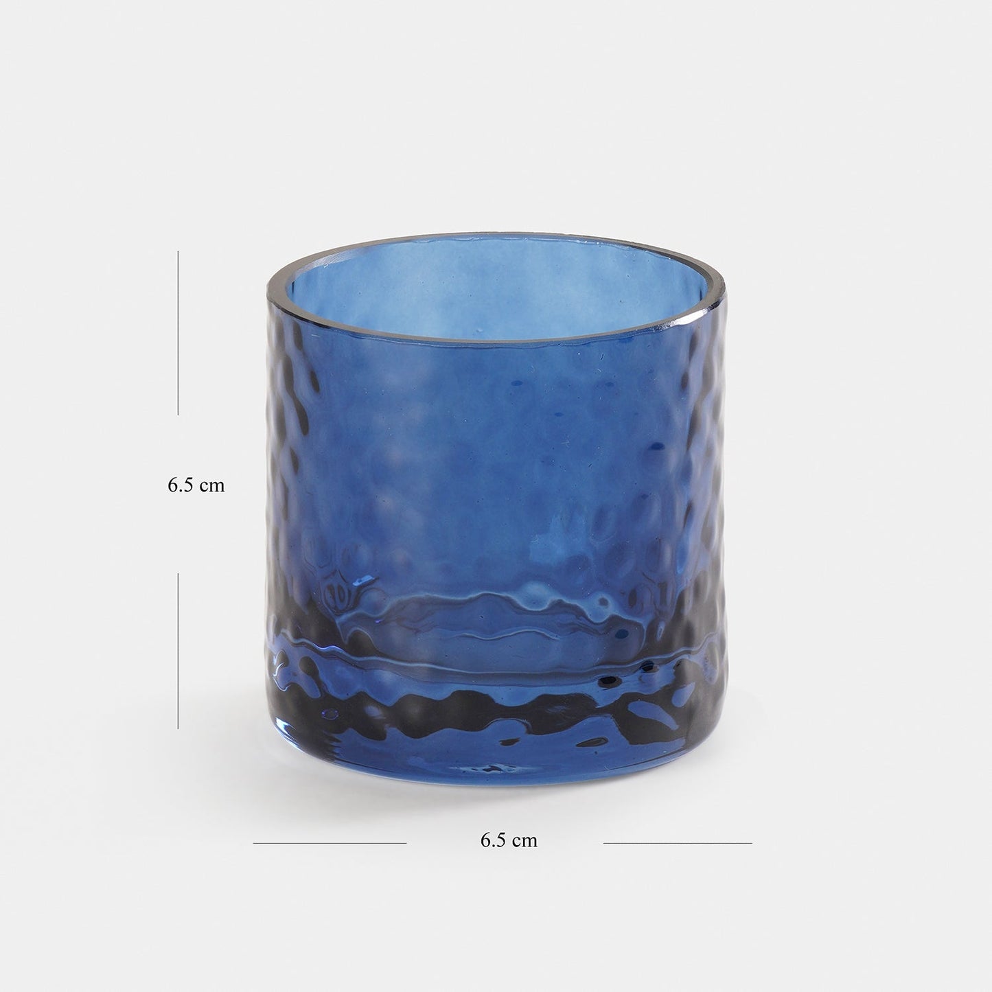 Set of 2 Blue Textured Glass Tealight Candle Holders