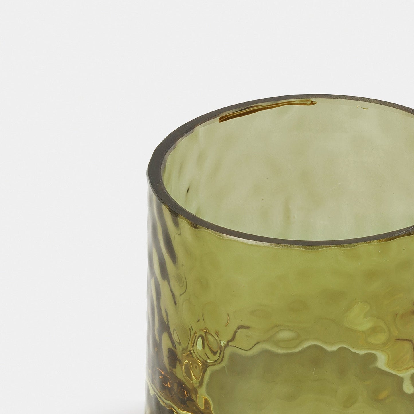 Set of 2 Green Textured Glass Tealight Candle Holders