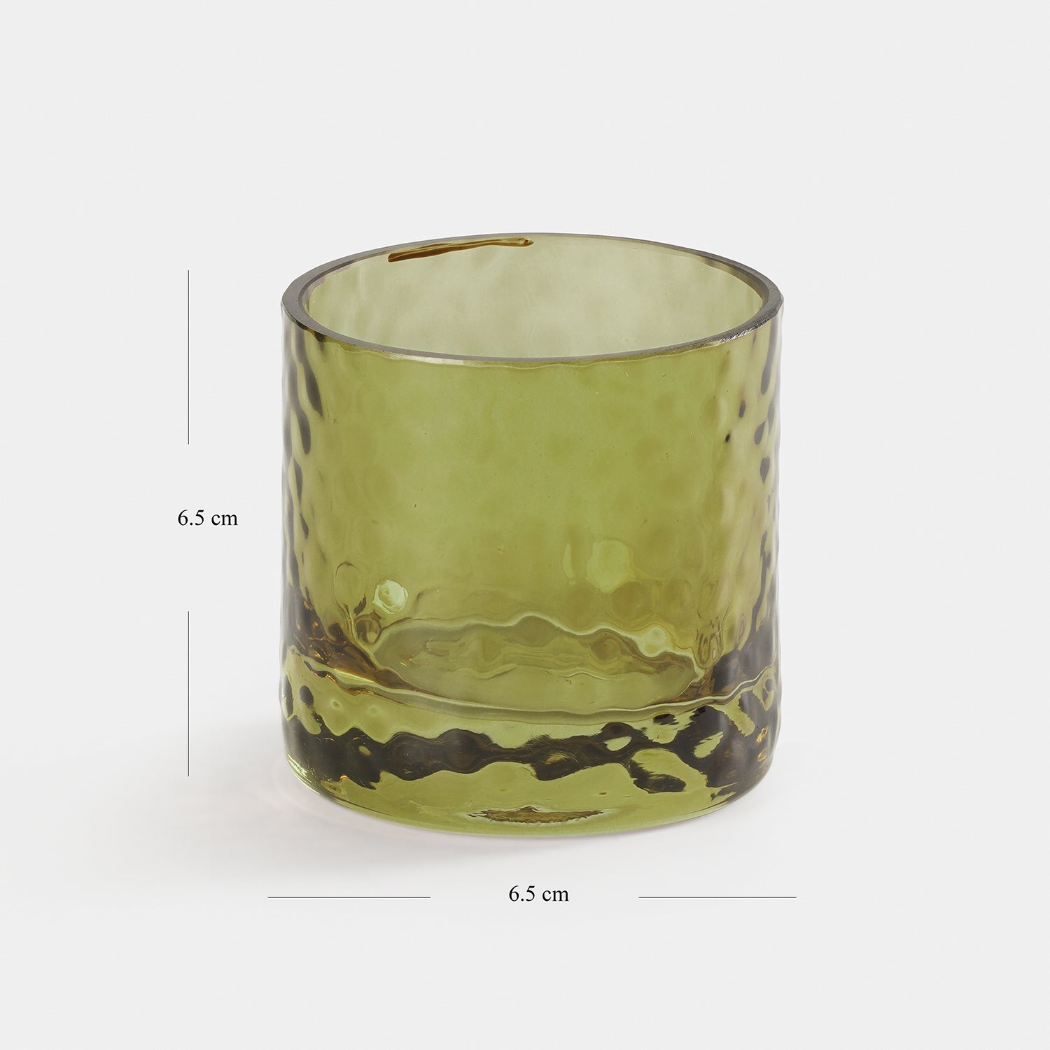 Set of 2 Green Textured Glass Tealight Candle Holders