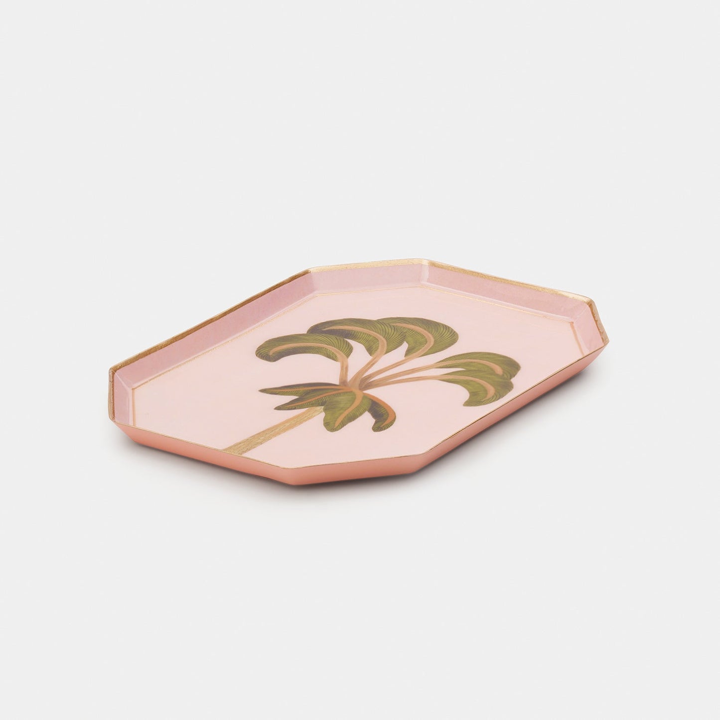 Green & Pink Palm Motif Platter - Small