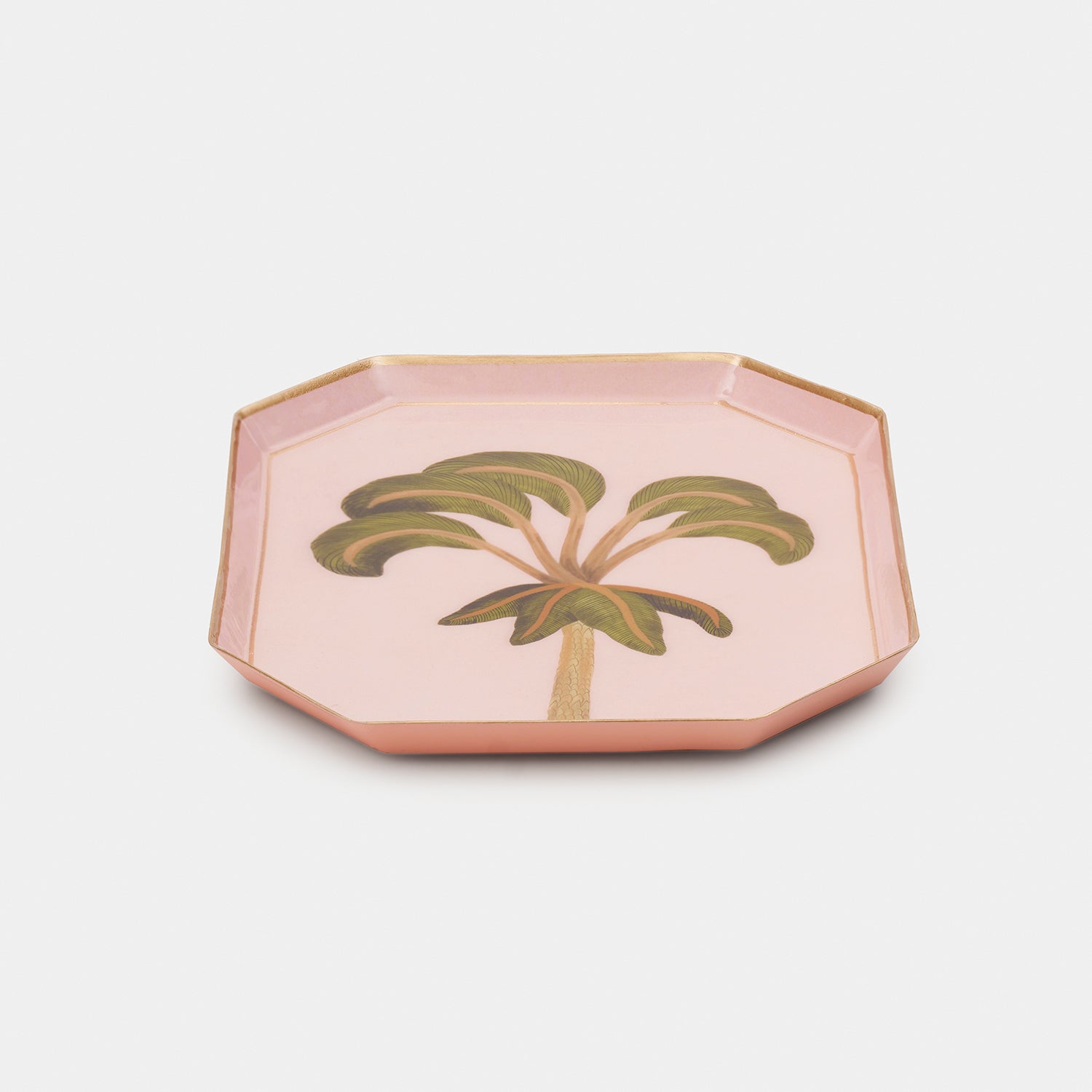 Green & Pink Palm Motif Platter - Small