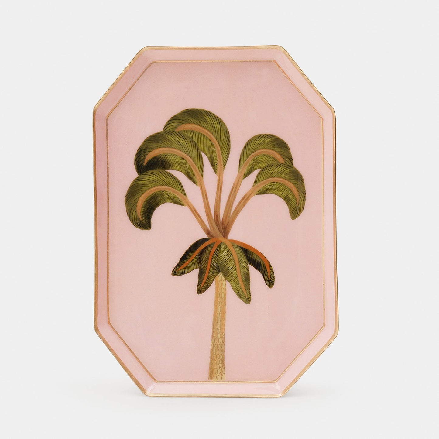 Green & Pink Palm Motif Platter - Small