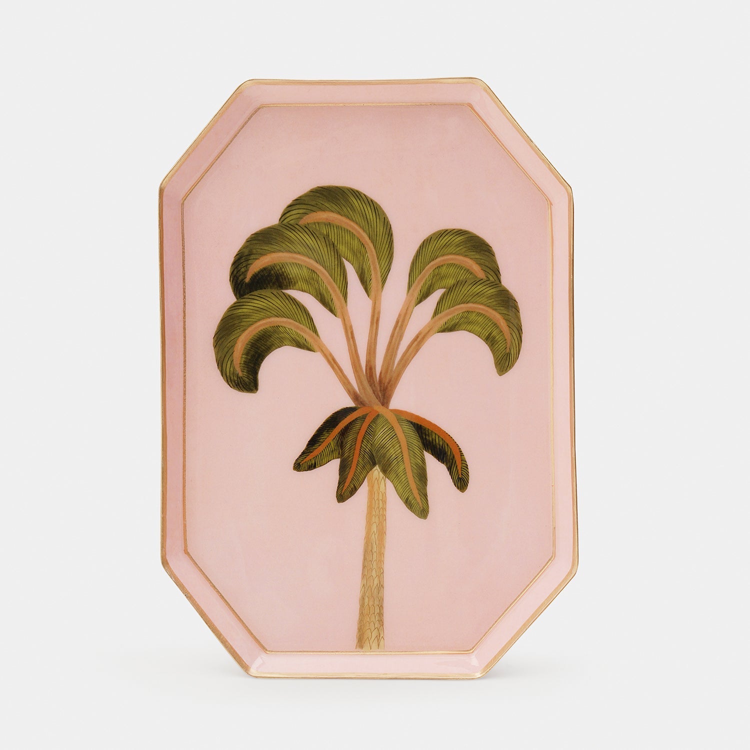 Green & Pink Palm Motif Platter - Small