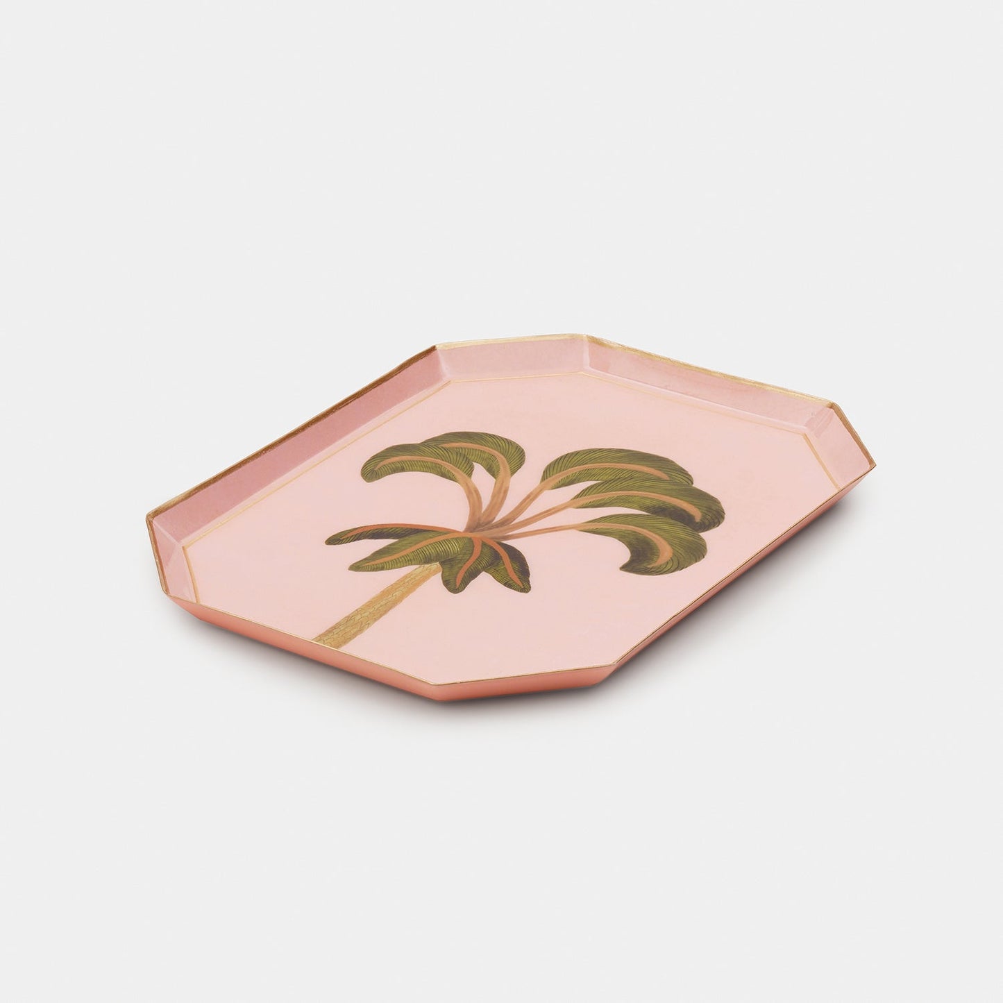 Green & Pink Palm Motif Platter - Large
