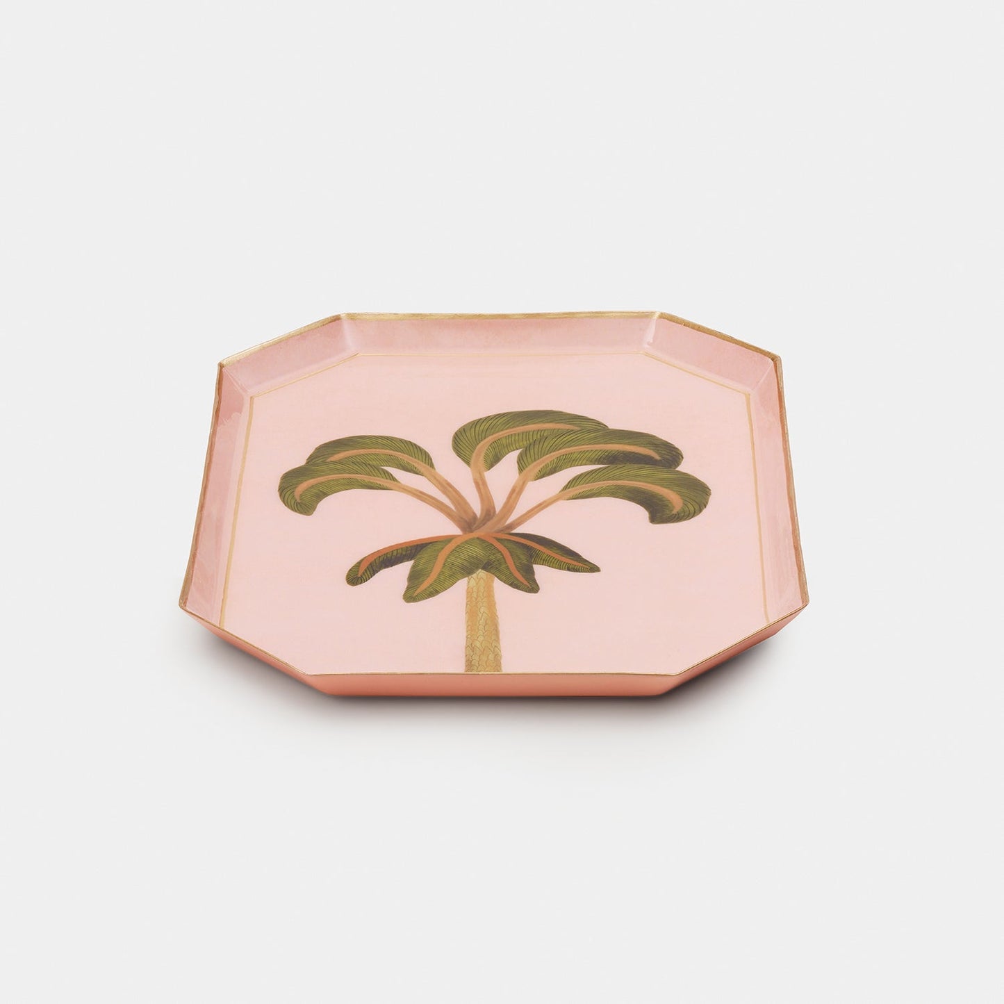 Green & Pink Palm Motif Platter - Large
