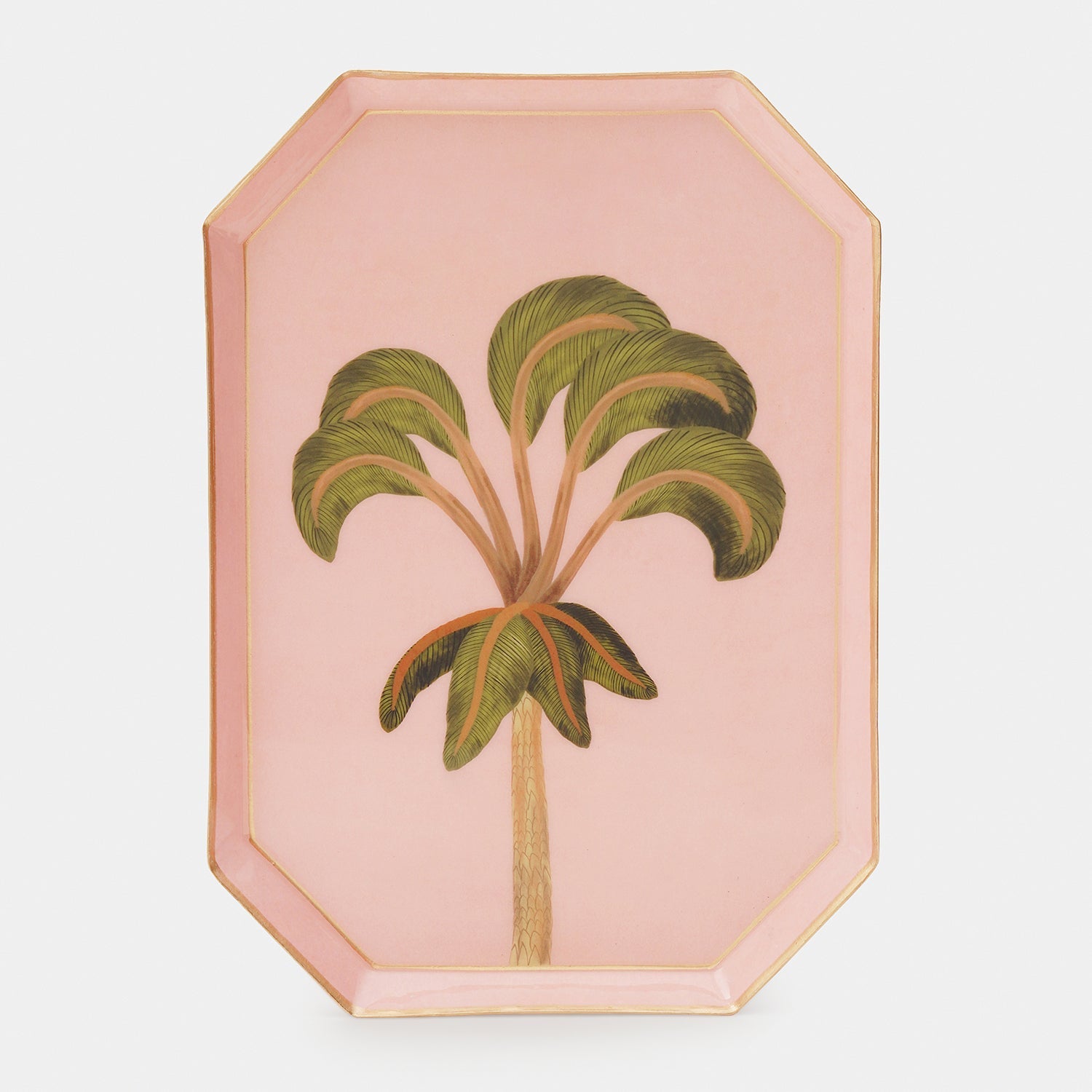 Green & Pink Palm Motif Platter - Large