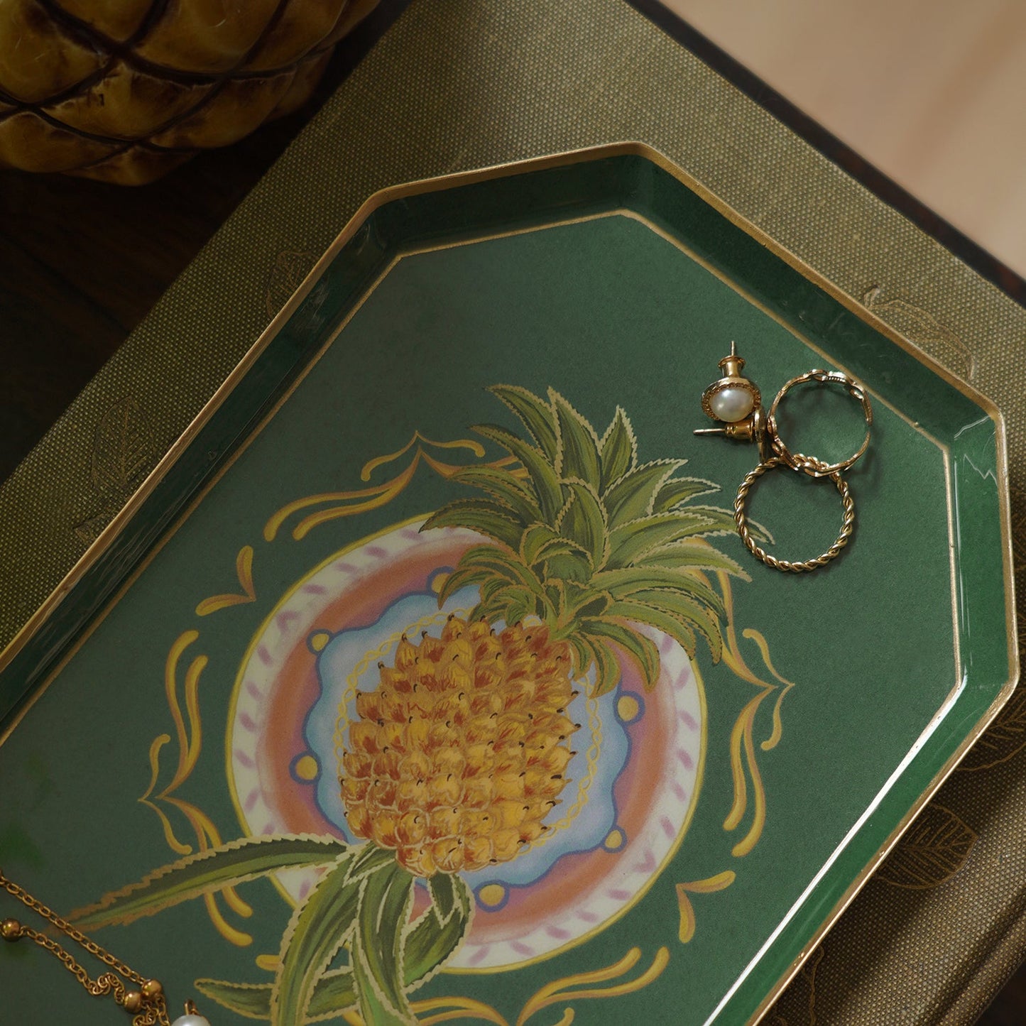 Green Pineapple Motif Platter - Small