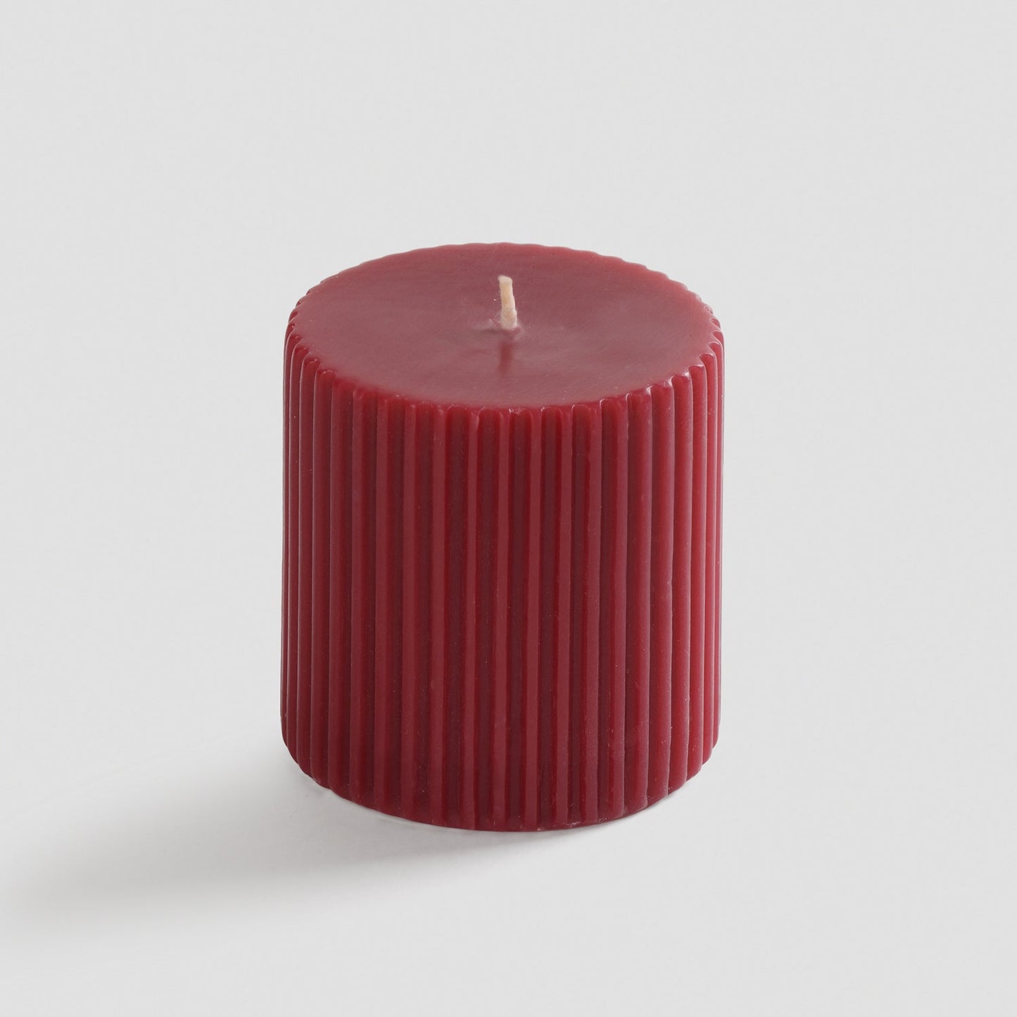 Red Ribbed Pillar Candle
