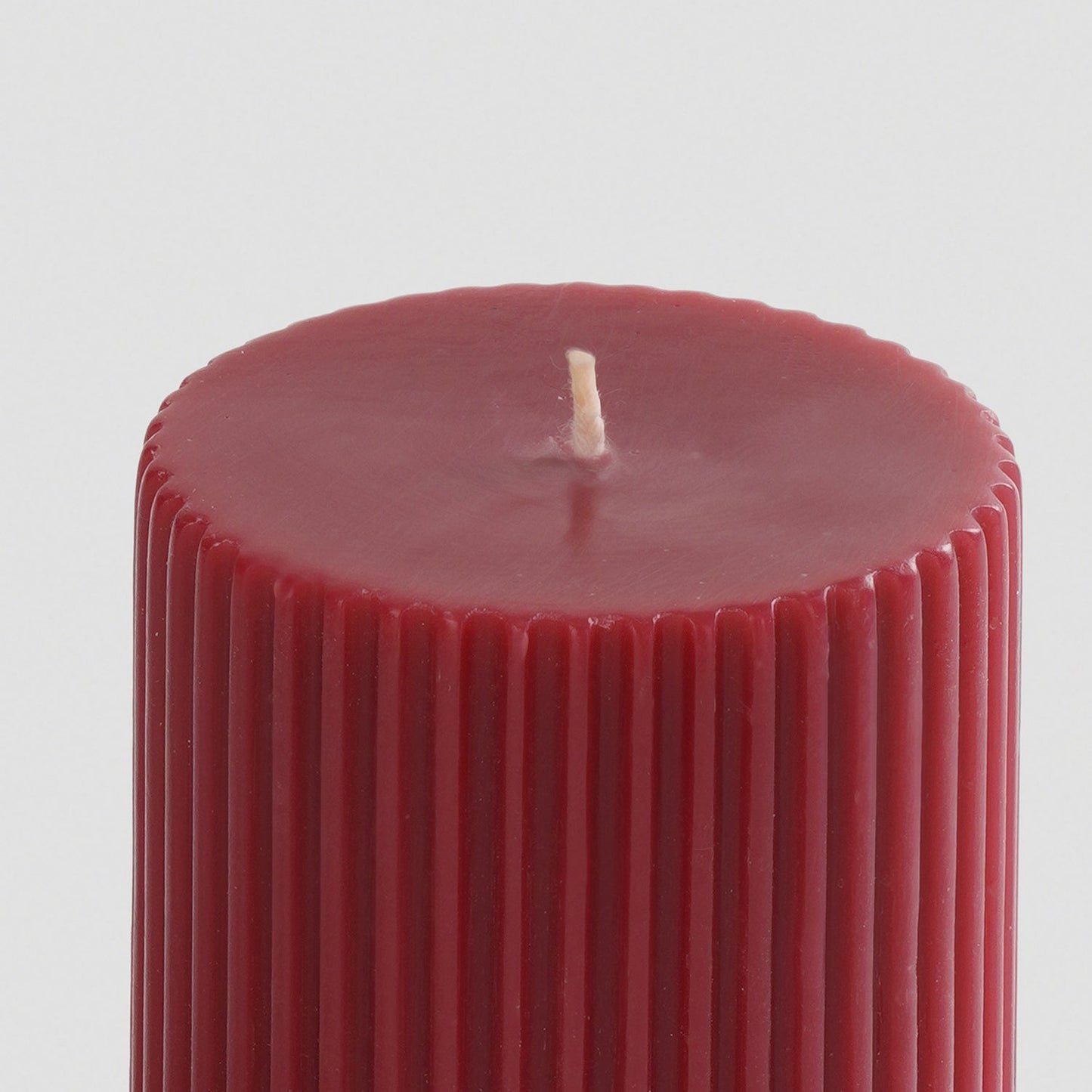 Red Ribbed Pillar Candle