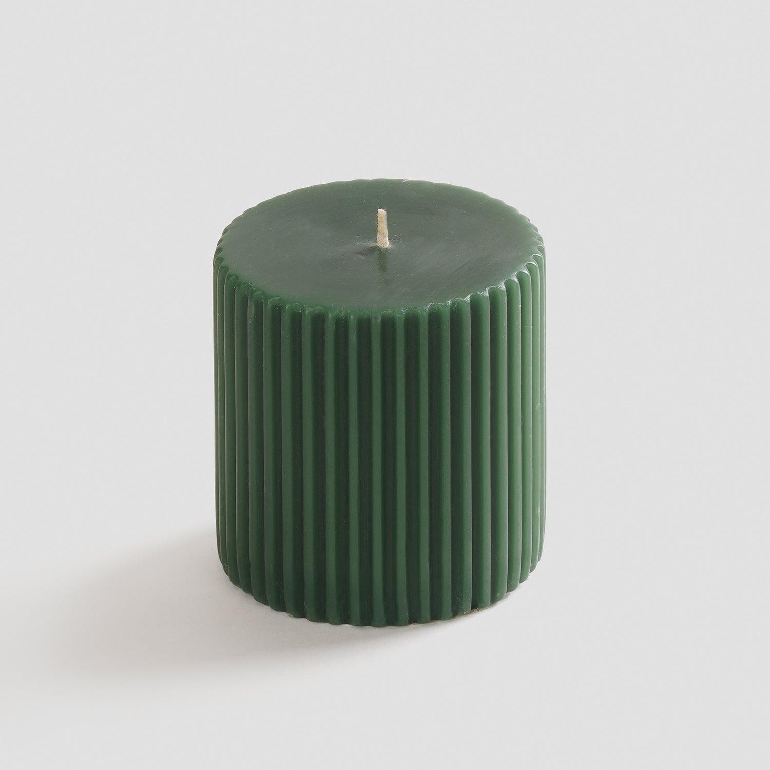 Green Ribbed Pillar Candle